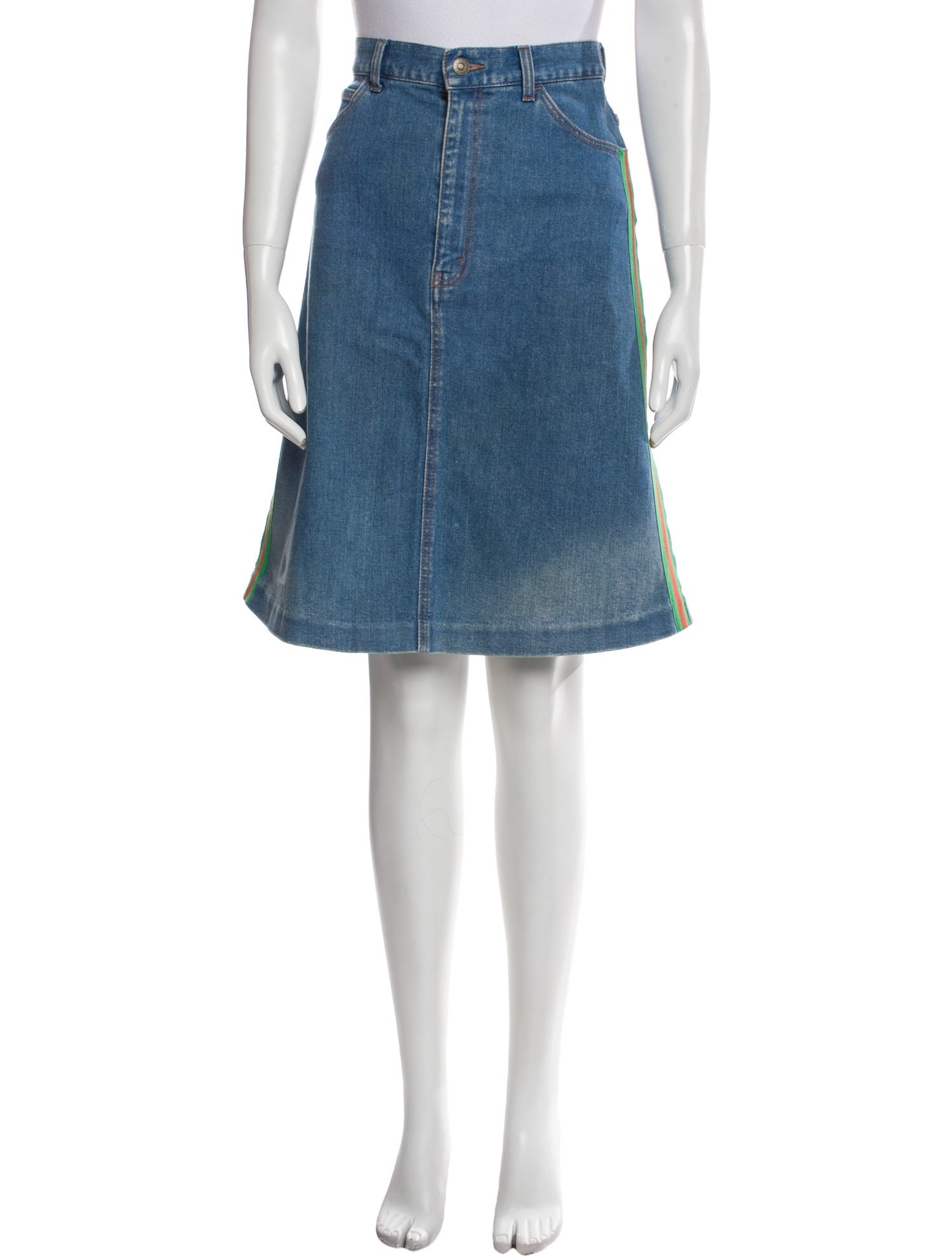 Gucci Grosgrain Trim Knee-Length Skirt