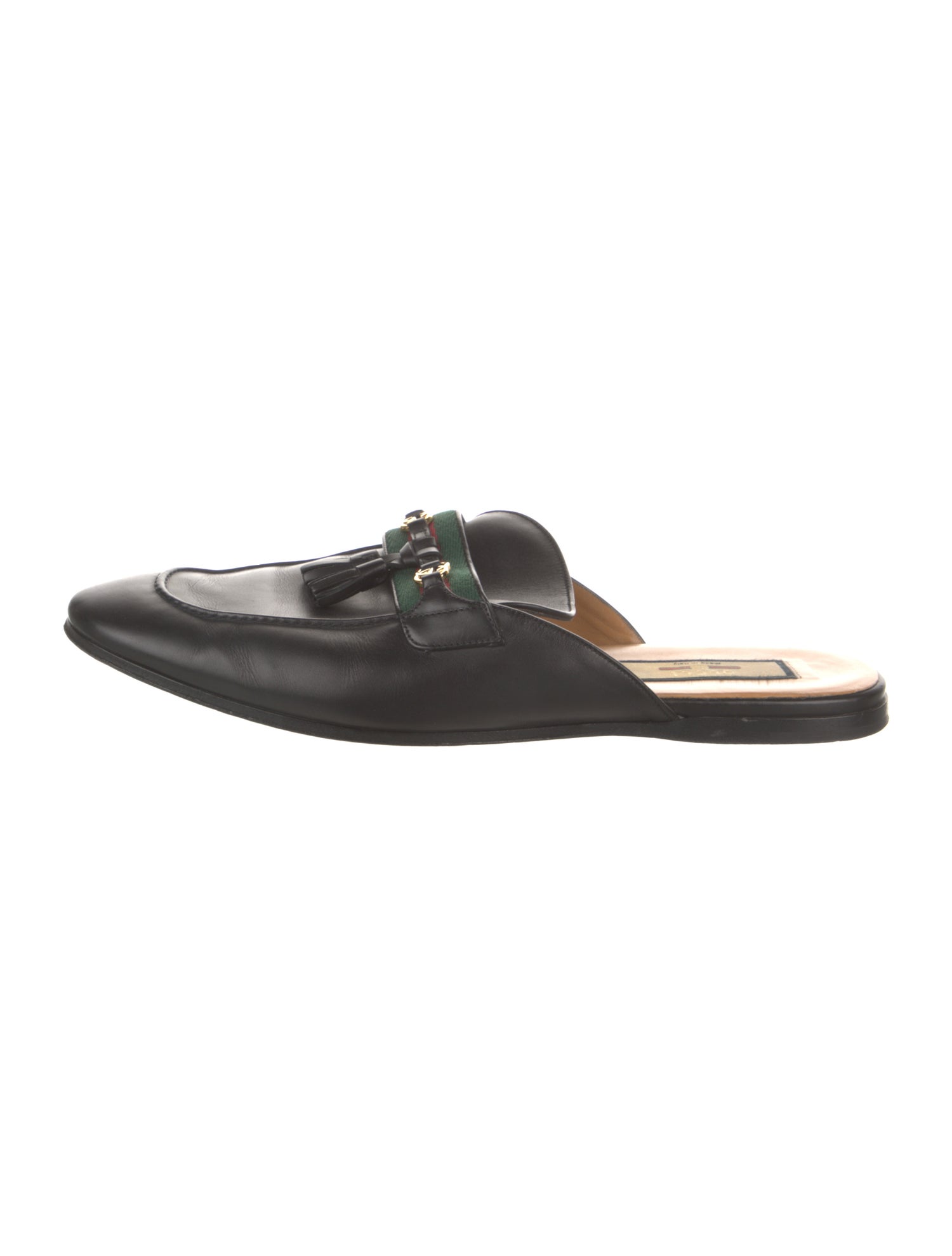 Gucci Web Accent Leather Slippers