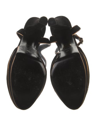 Gucci Suede Leather Trim Embellishment Slingback Pumps