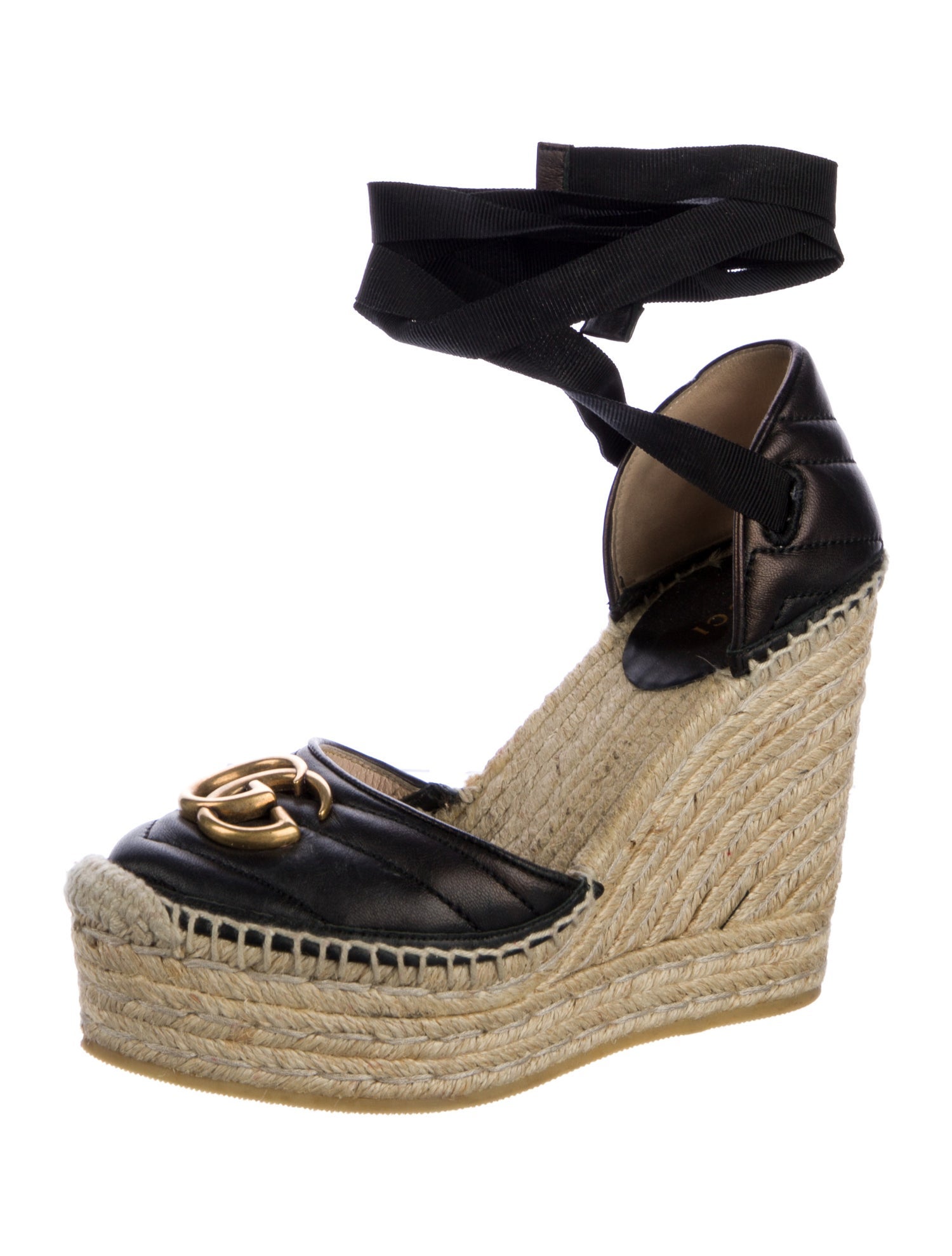 Gucci Running GG Logo Leather Espadrilles