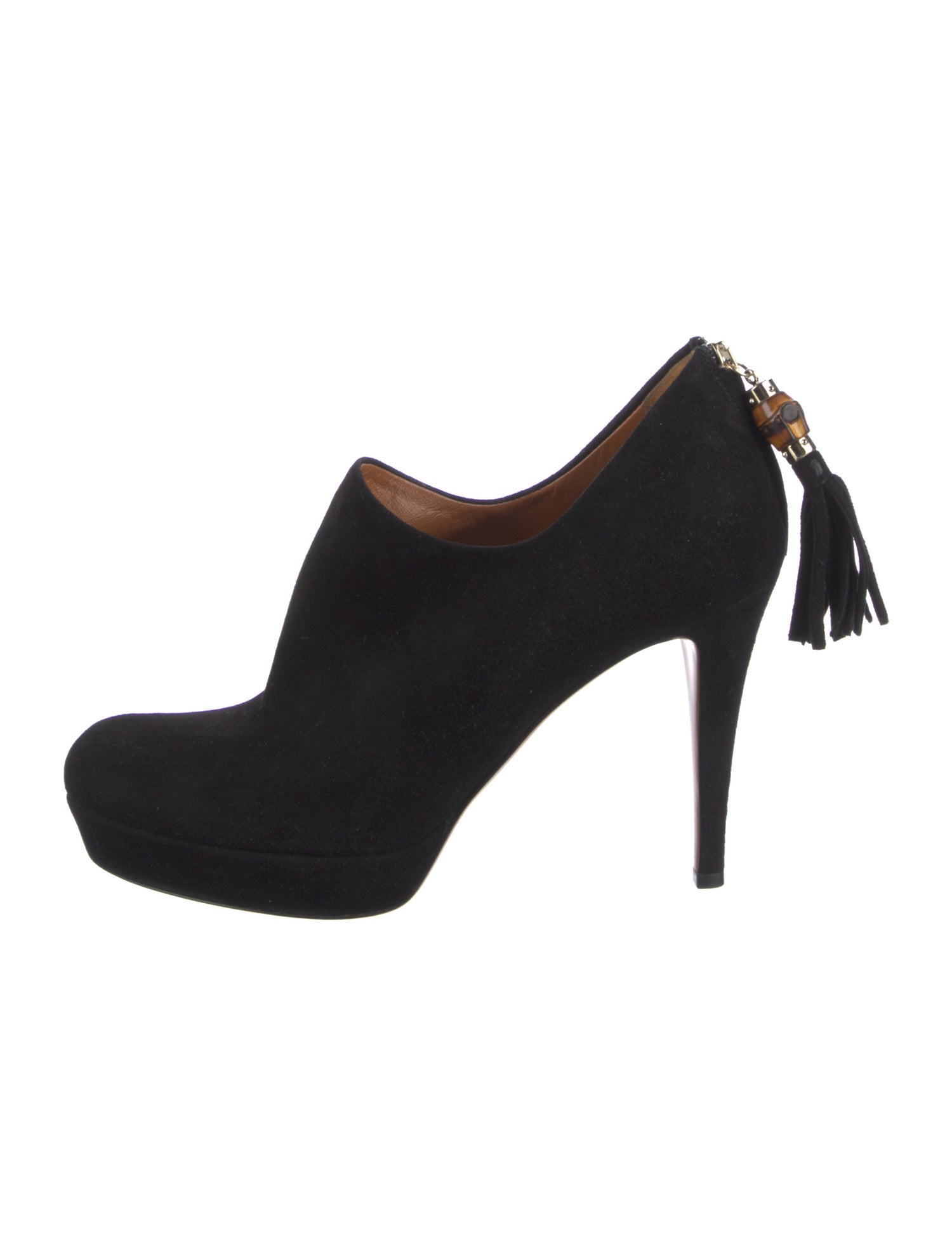 Gucci Bamboo Accent Suede Pumps