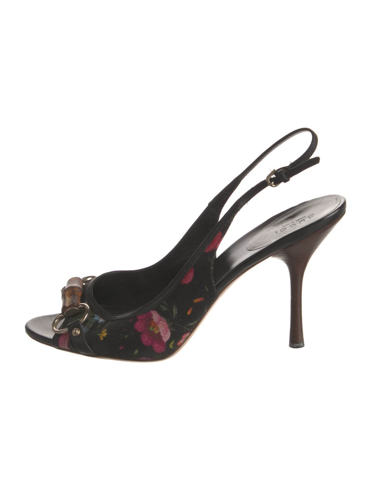 Gucci Flora Knight Print Canvas Slingback Pumps