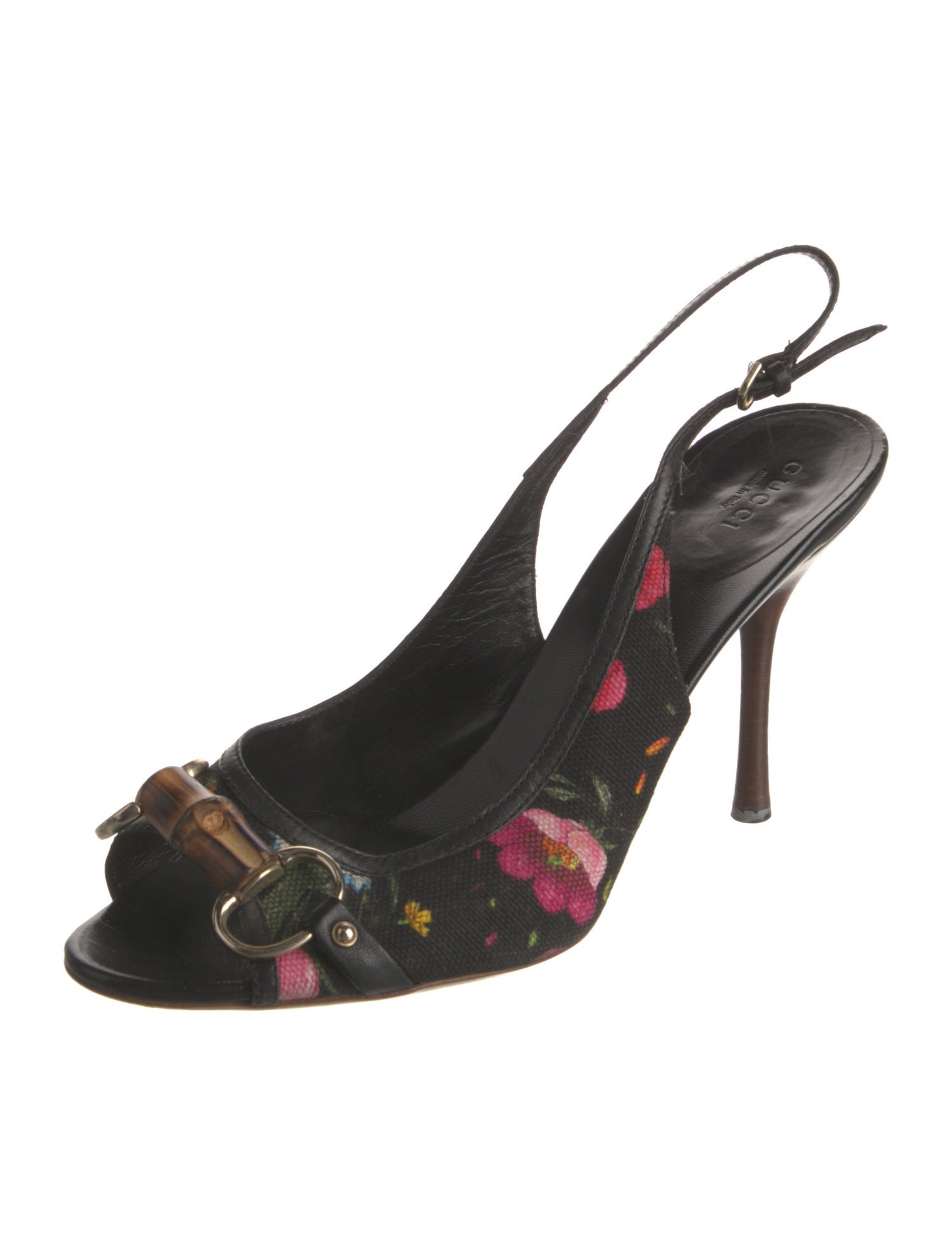 Gucci Flora Knight Print Canvas Slingback Pumps