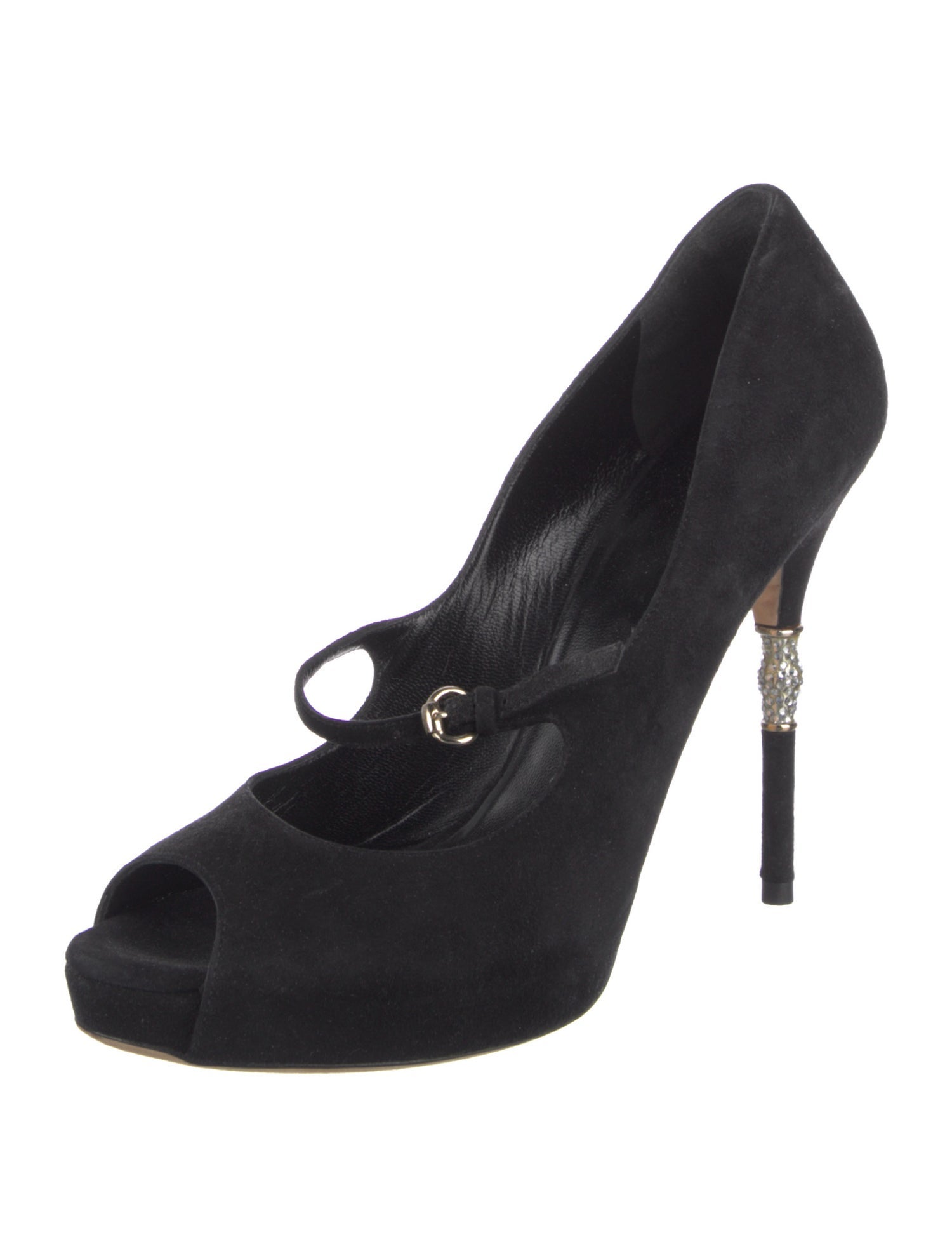 Gucci Bamboo Accent Suede Slingback Pumps