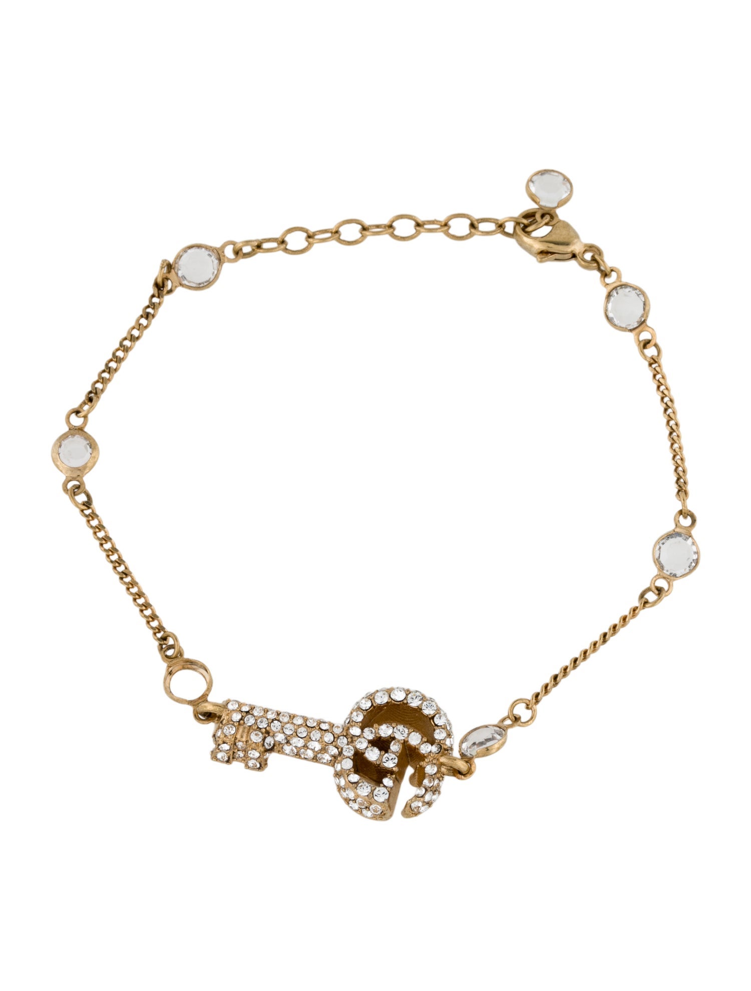 Gucci Crystal Double G Key Bracelet