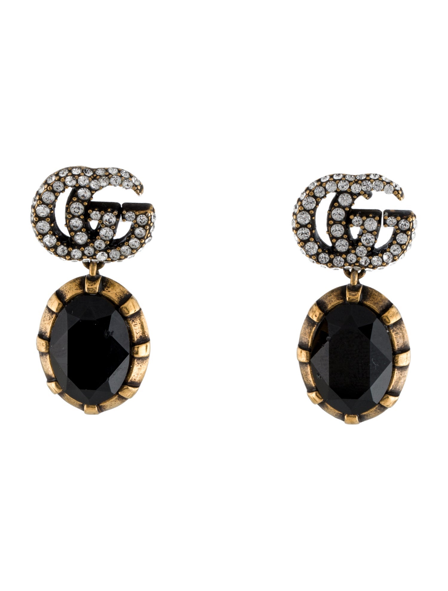 Gucci Crystal GG Marmont Drop Earrings