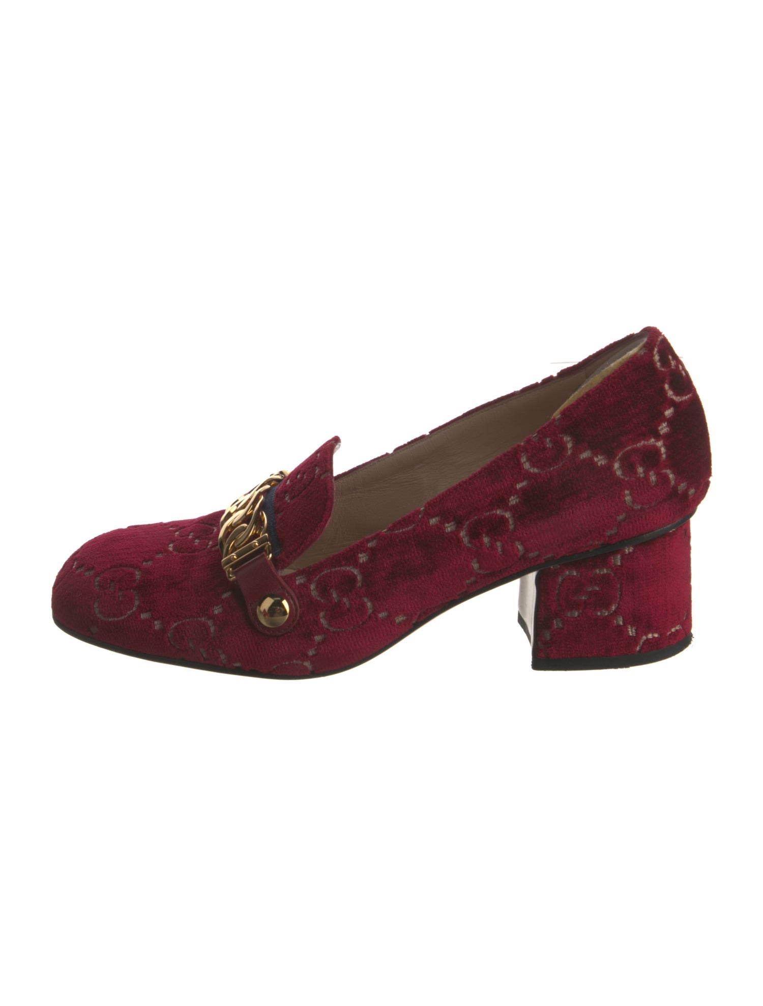 Gucci Sylvie Web Accent Velvet Pumps