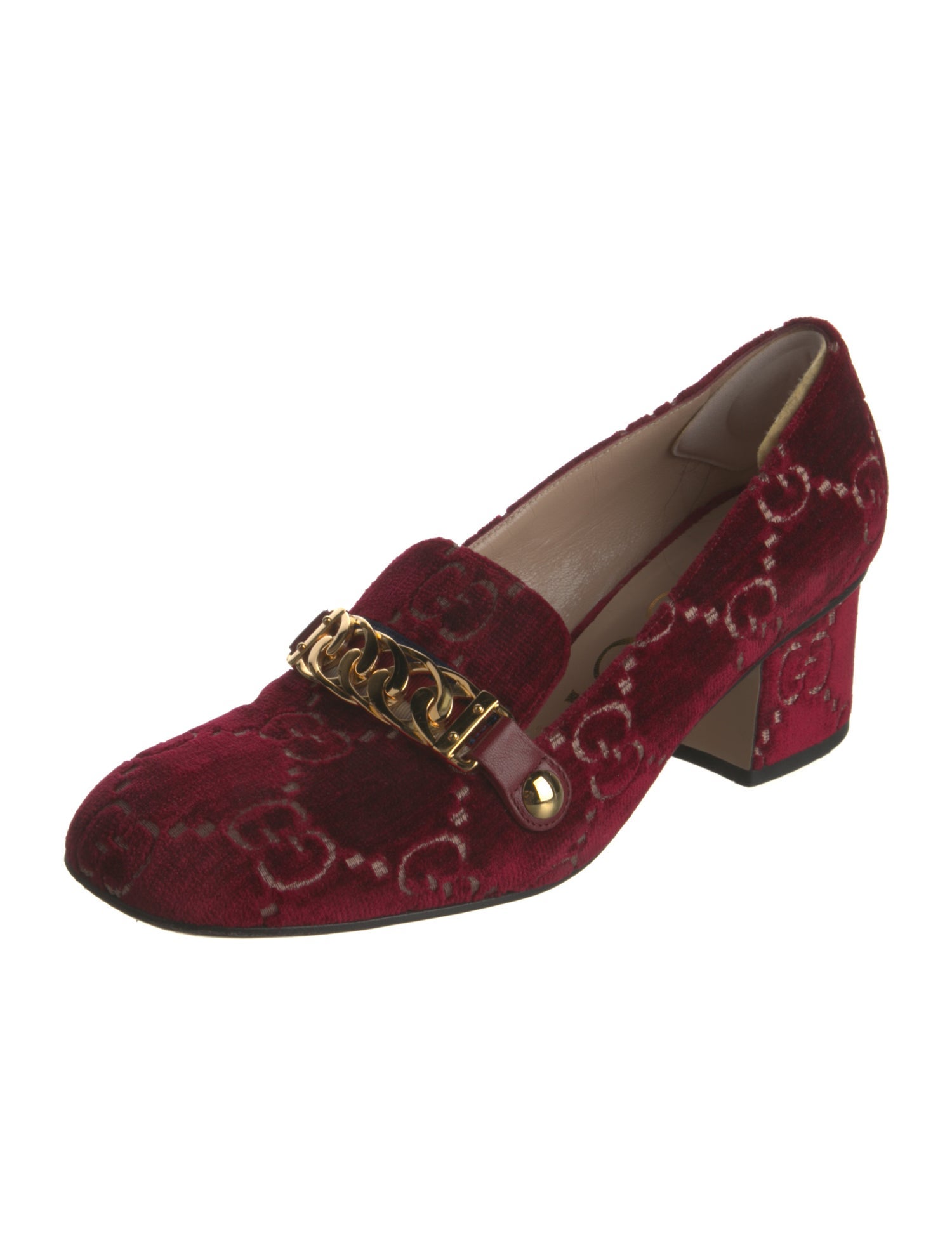Gucci Sylvie Web Accent Velvet Pumps