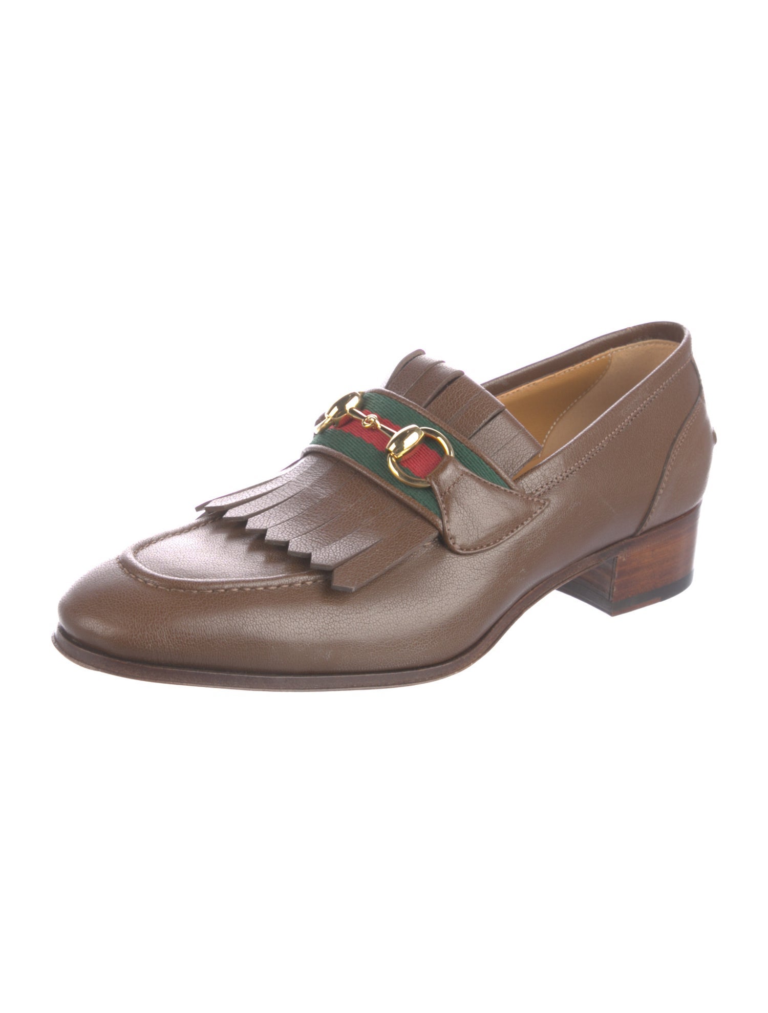 Gucci Web Accent Leather Dress Loafers
