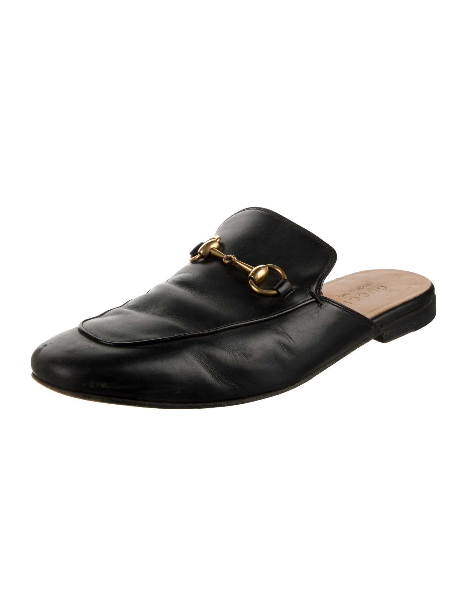Gucci Horsebit Accent Leather Slippers