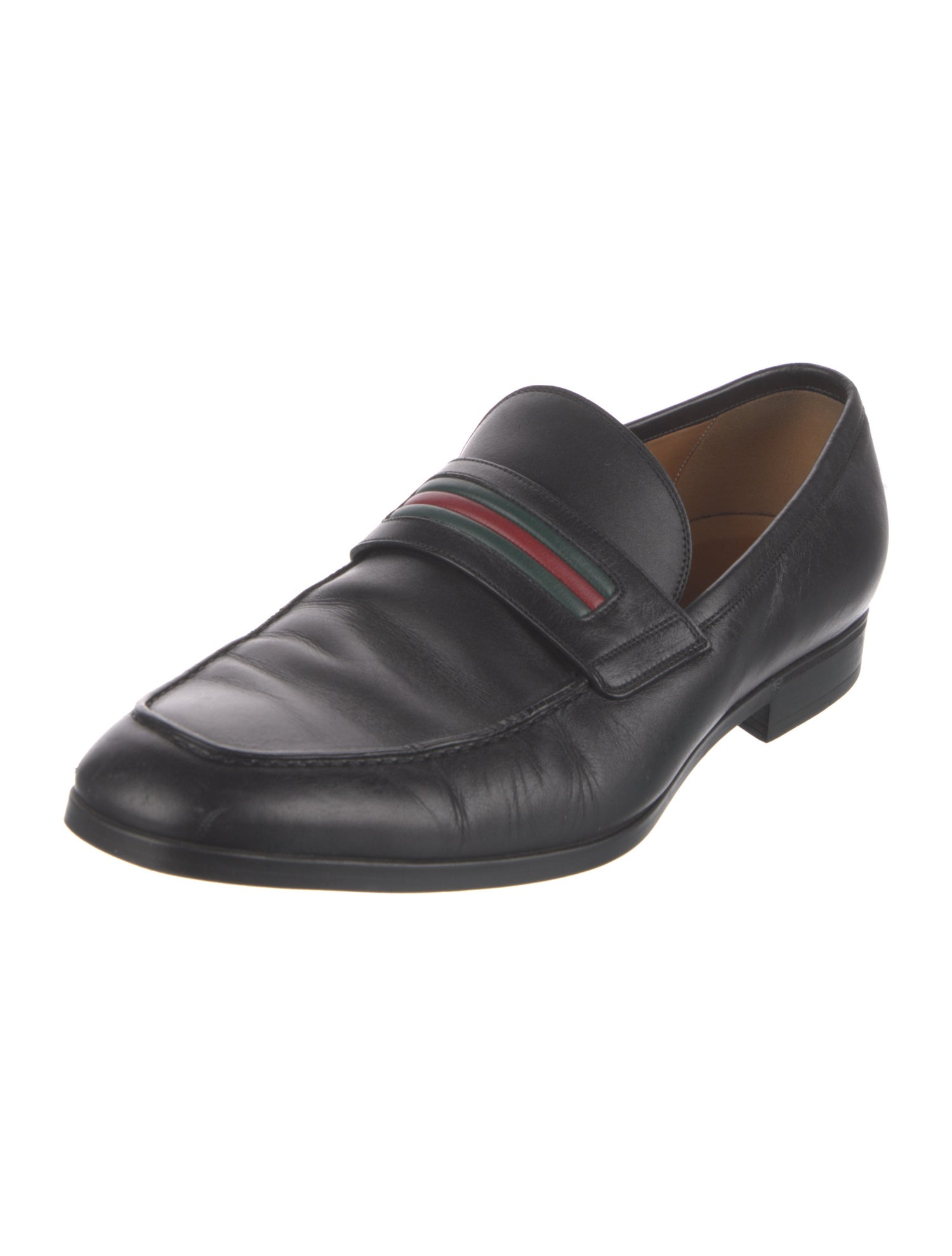 Gucci Web Accent Leather Dress Loafers