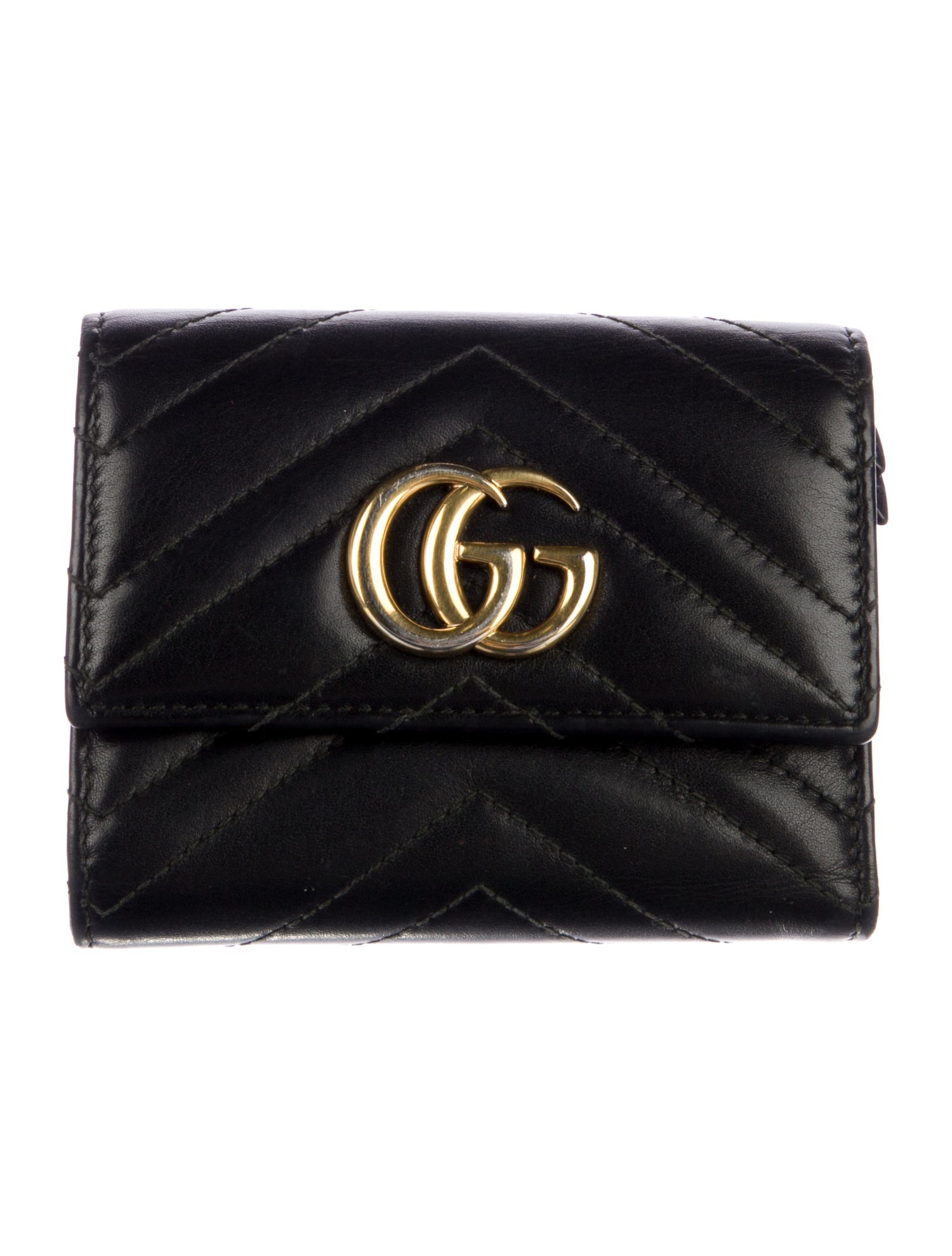 Gucci GG Marmont Matelassé Wallet Double G Logo Compact Wallet