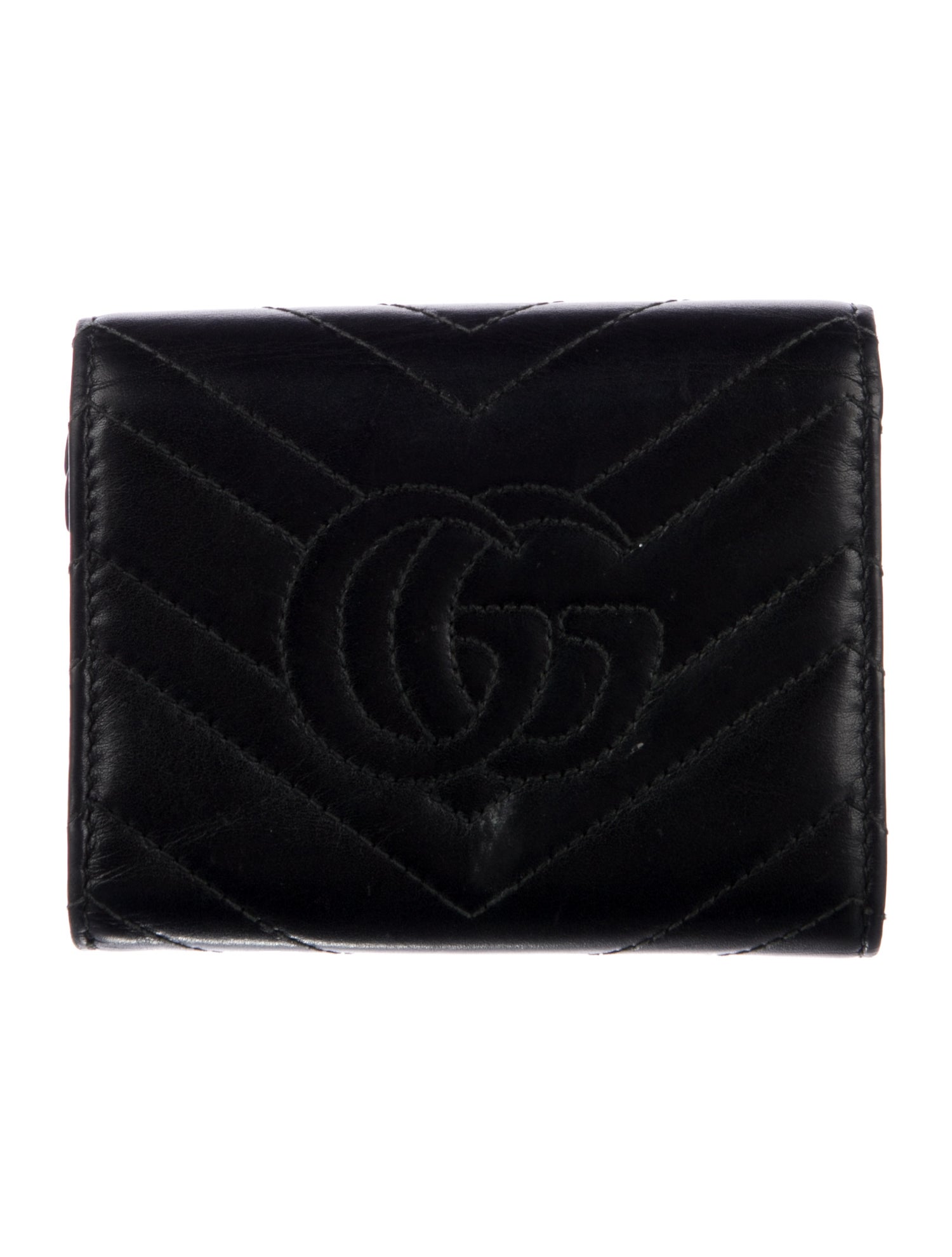 Gucci GG Marmont Matelassé Wallet Double G Logo Compact Wallet