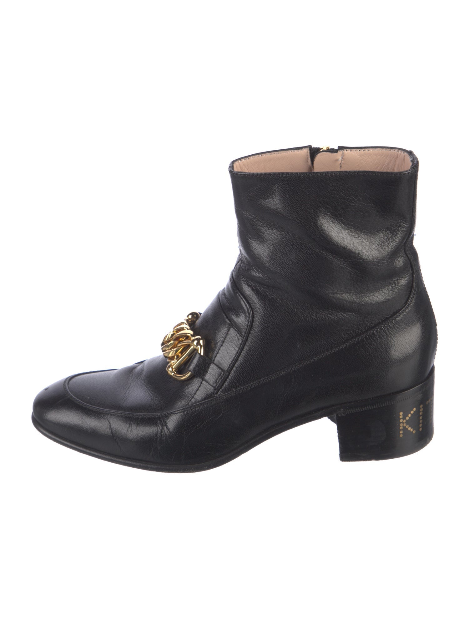 Gucci Chain-Link Accent Leather Combat Boots