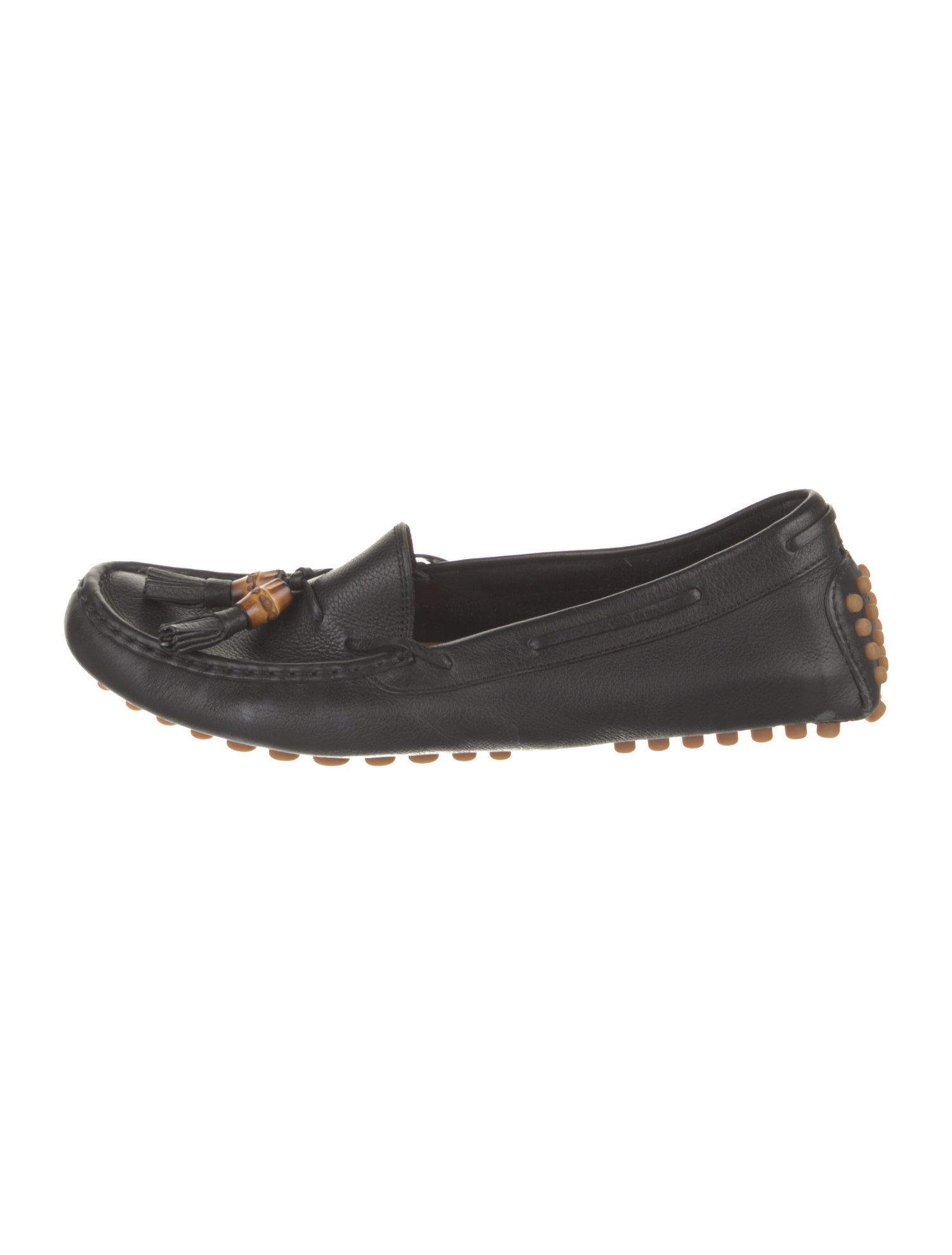 Gucci Bamboo Accent Leather Loafers