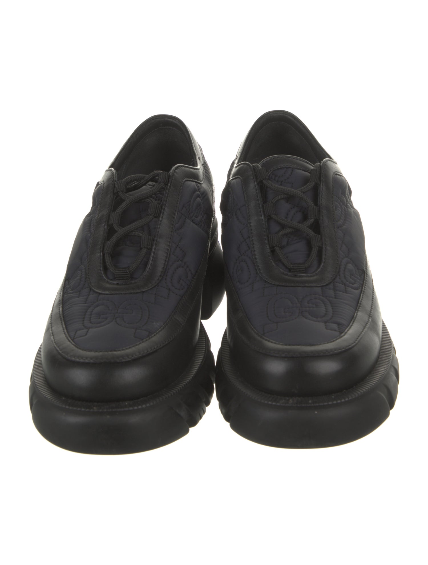 Gucci Monogram Pattern Leather Wedge Sneakers