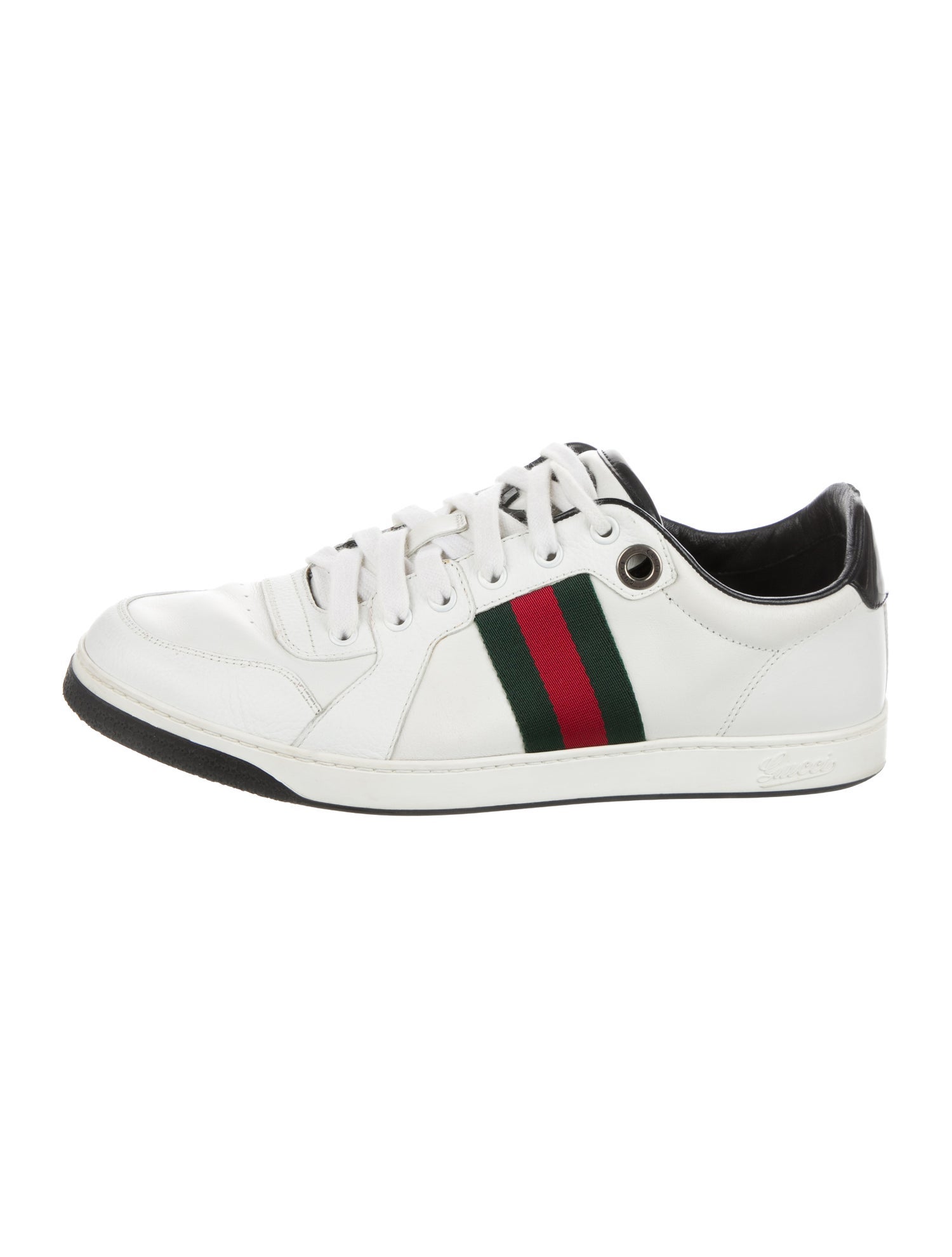 Gucci Web Accent Leather Sneakers