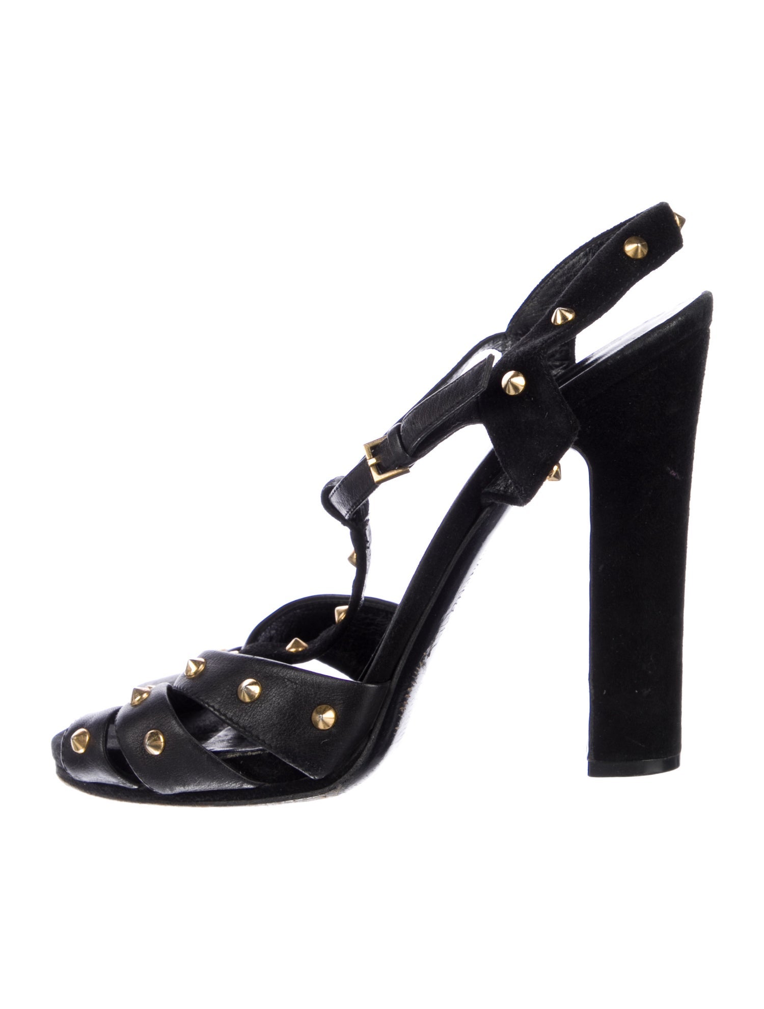 Gucci Leather Studded Accents Slingback Sandals