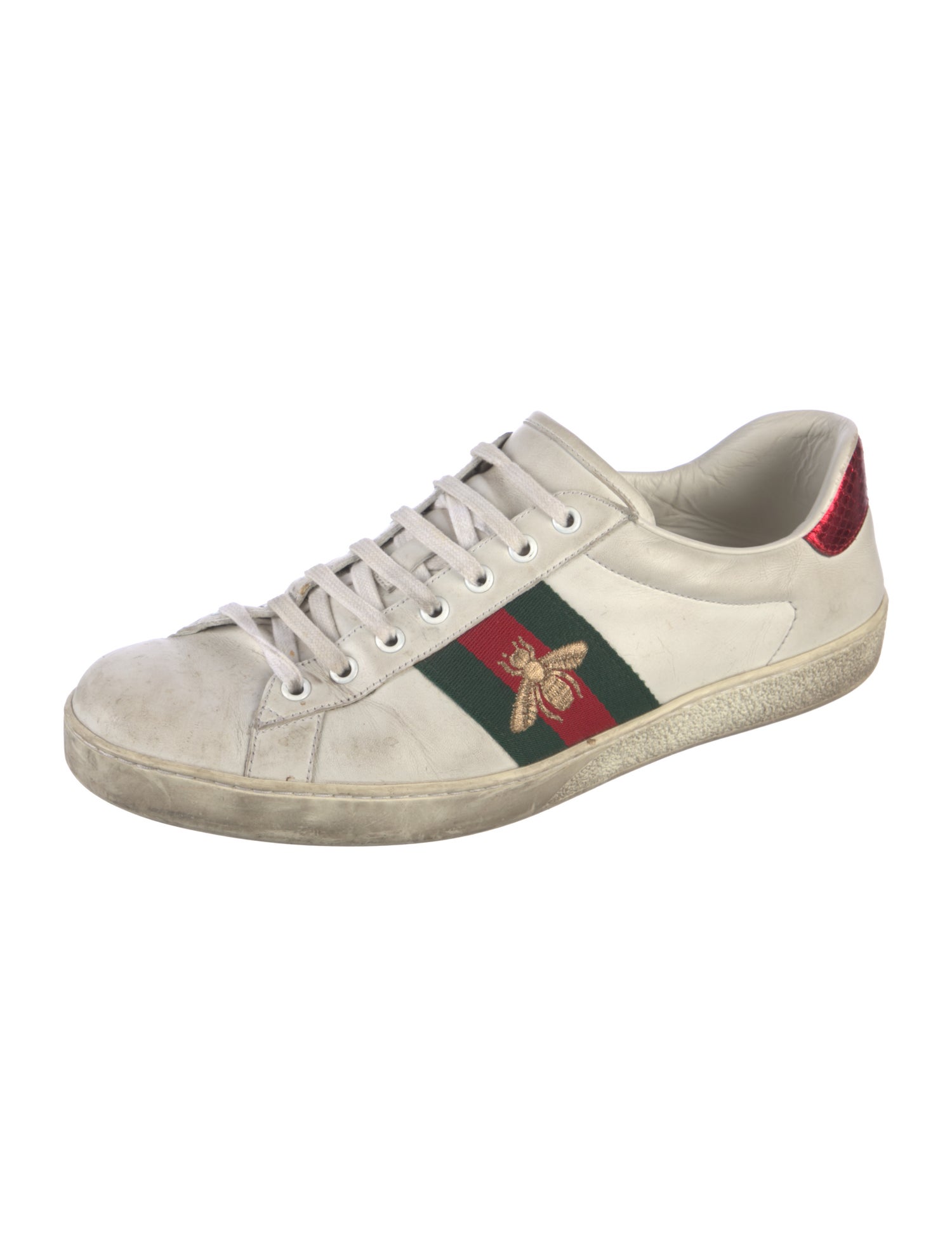 Gucci Web Accent Leather Sneakers