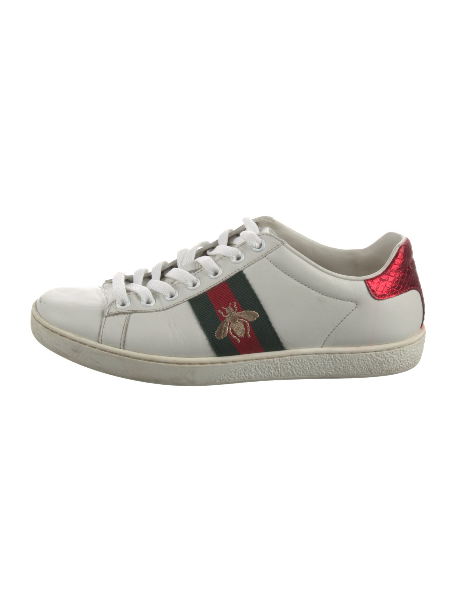 Gucci Web Accent Leather Sneakers