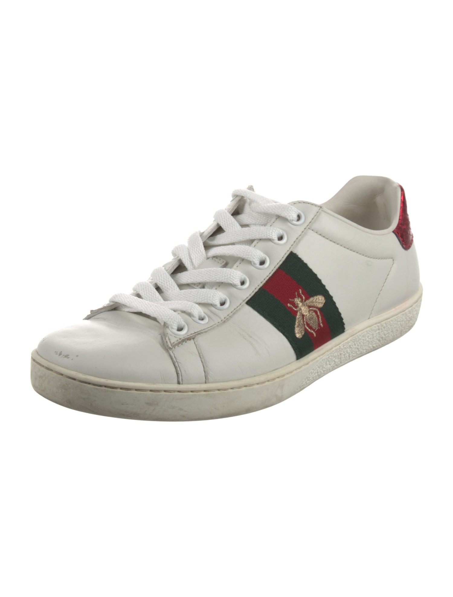 Gucci Web Accent Leather Sneakers
