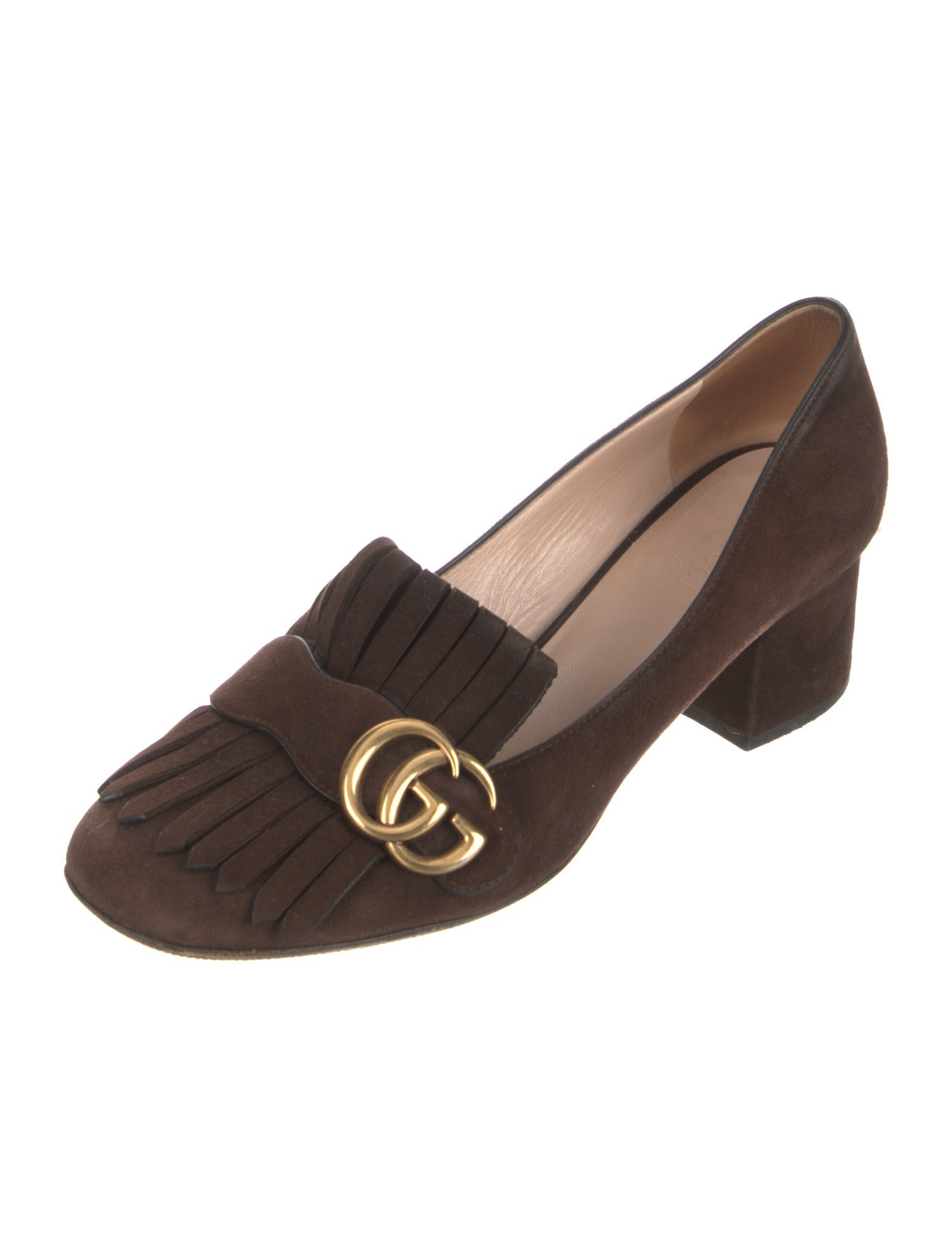 Gucci Double G Logo Suede Pumps