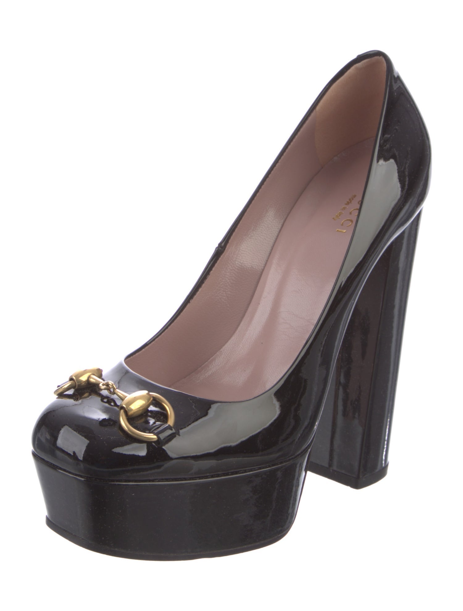 Gucci Horsebit Accent Patent Leather Pumps