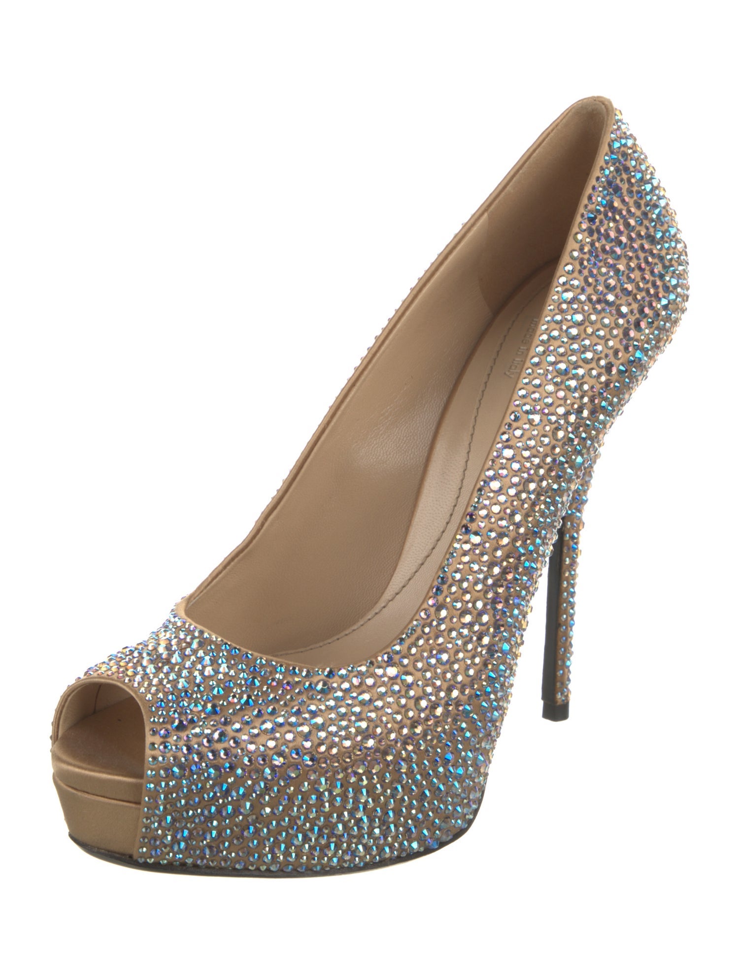 Gucci Leather Crystal Embellishments Pumps