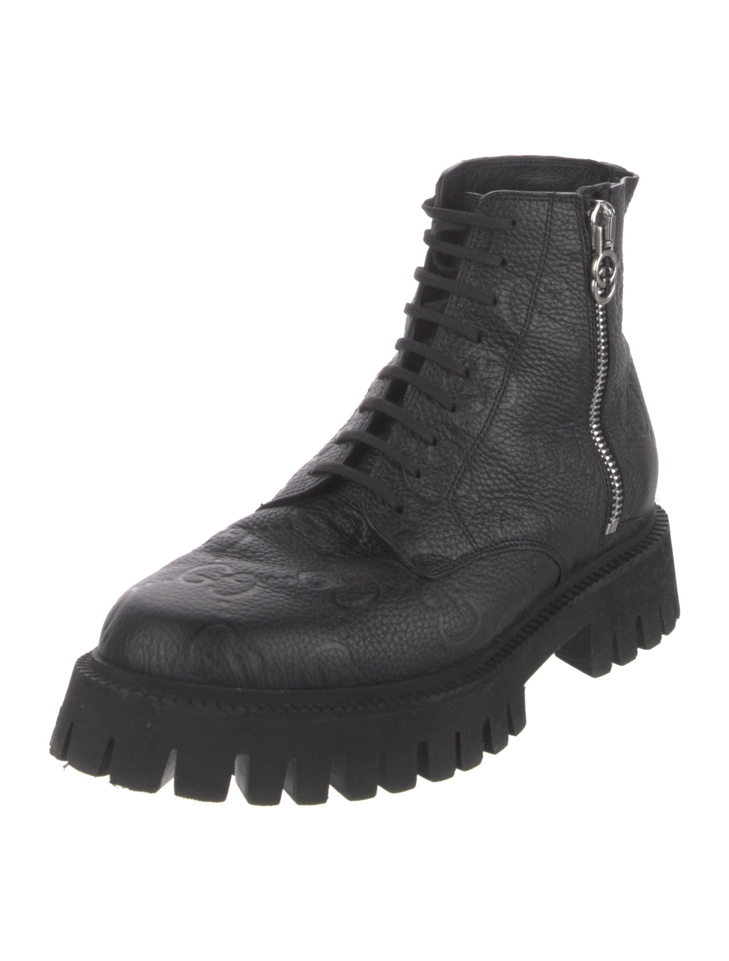 Gucci GG Signature Leather Combat Boots
