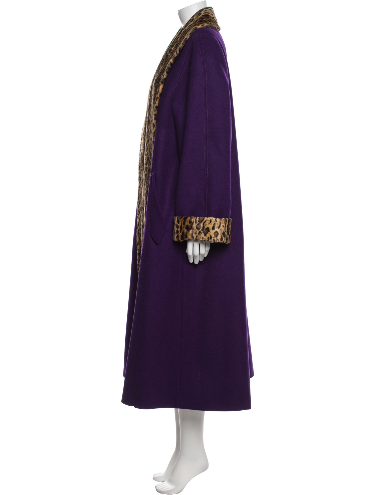 Gucci Wool Animal Print Faux Fur Coat