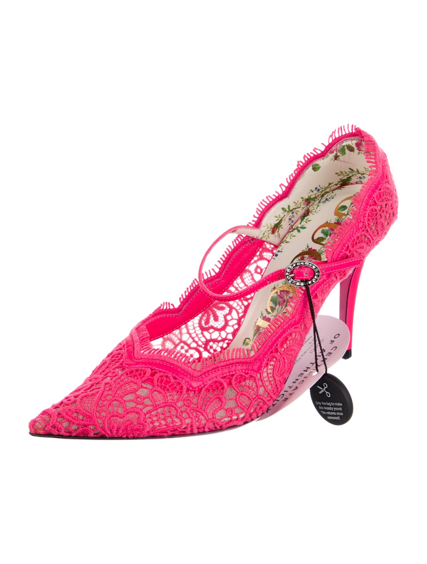 Gucci Lace Raw-Edge Trim Pumps