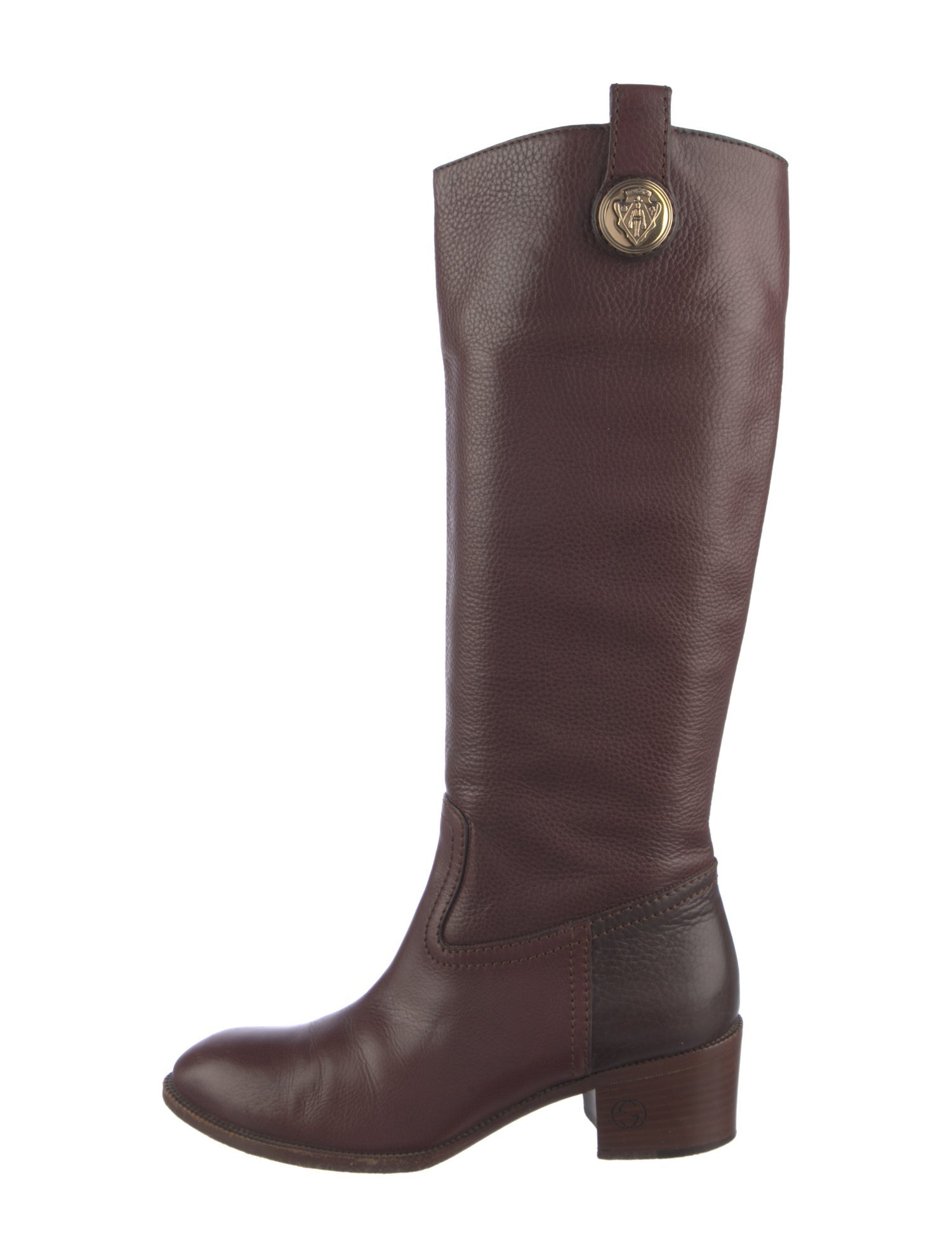 Gucci Interlocking G Logo Leather Riding Boots