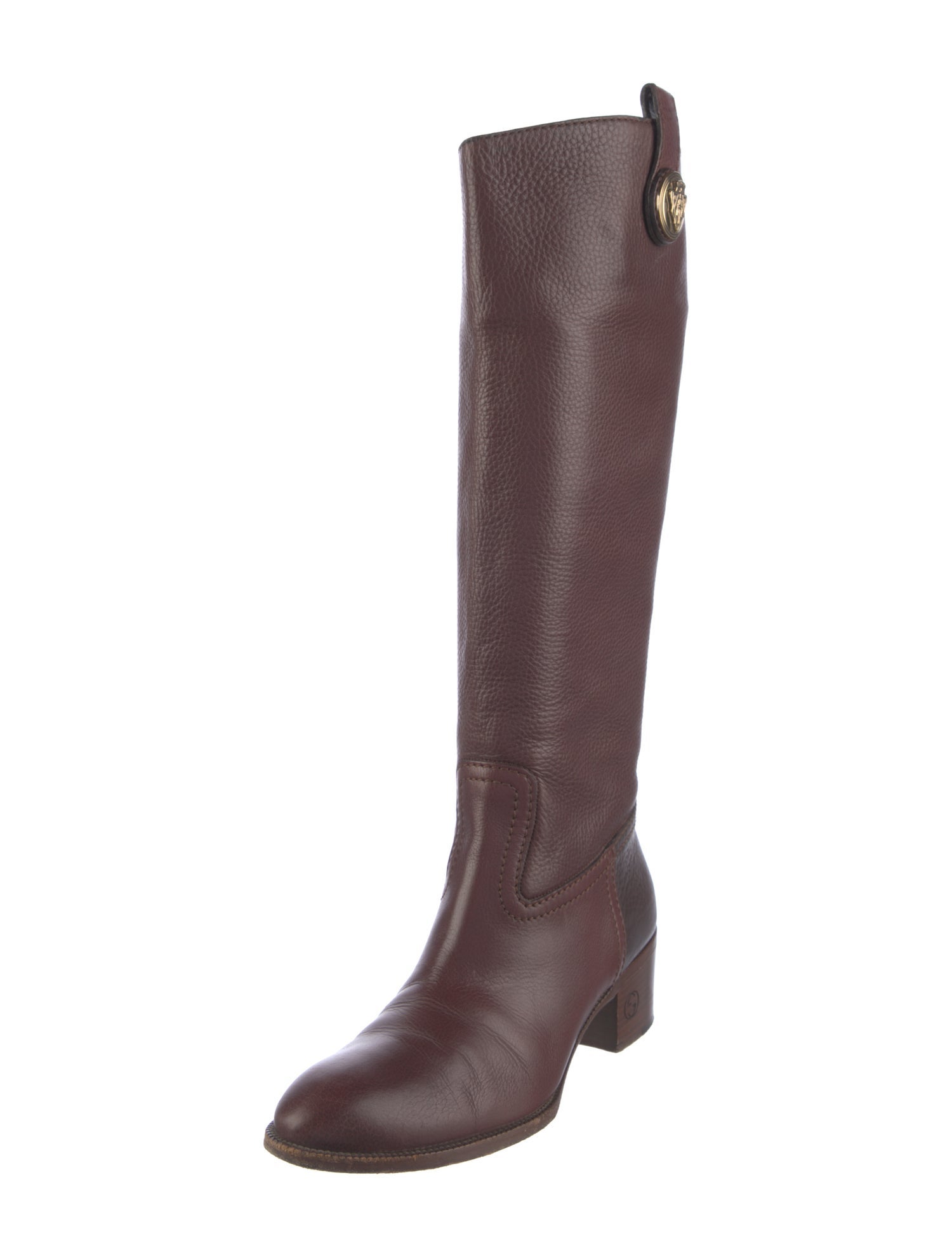 Gucci Interlocking G Logo Leather Riding Boots