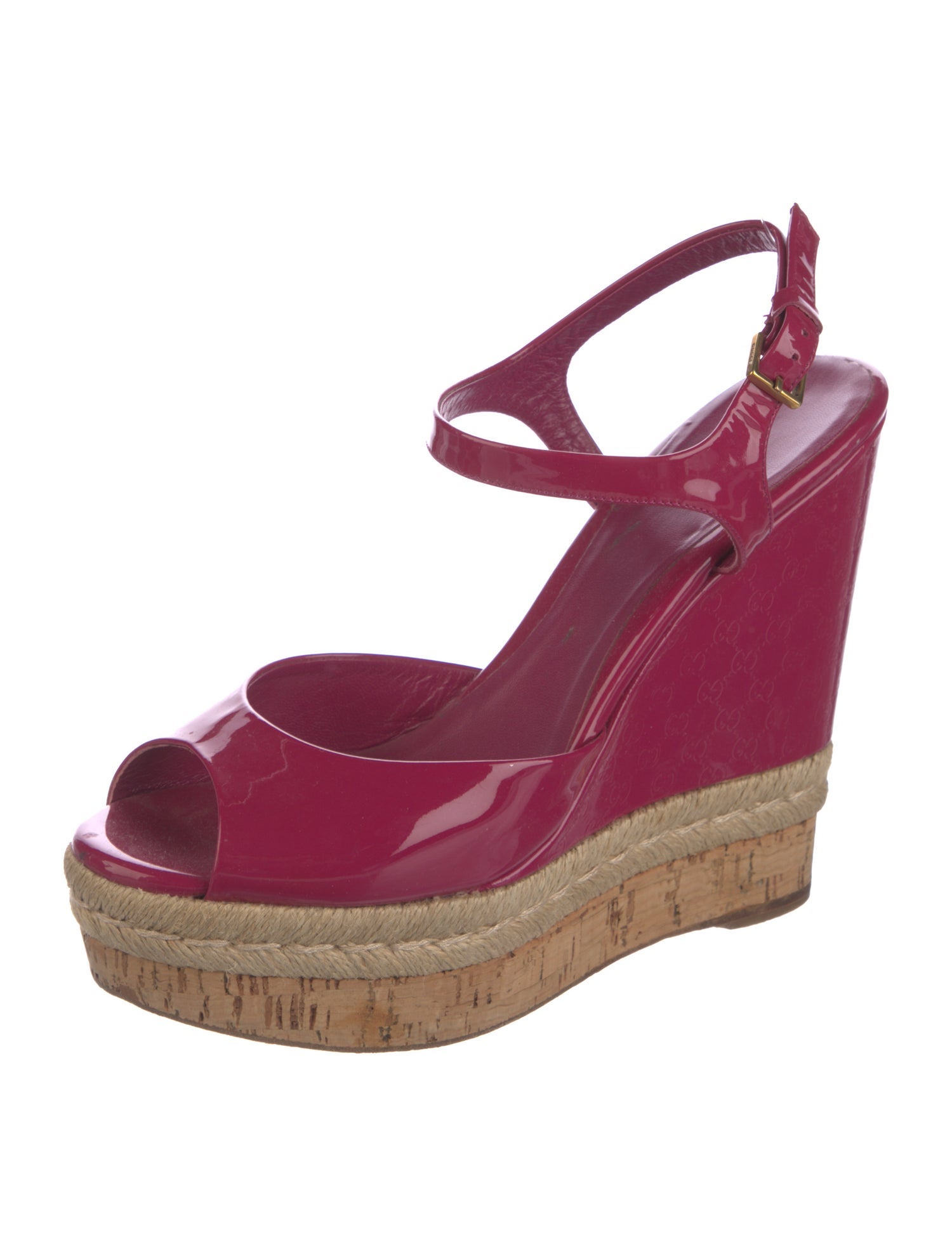 Gucci Microguccissima Pattern Patent Leather Espadrilles