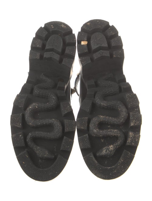Gucci Feline Head Accent Leather Combat Boots