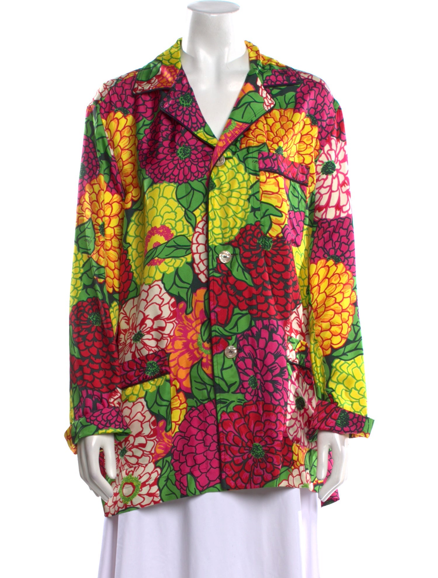 Gucci Silk Printed Button-Up Top