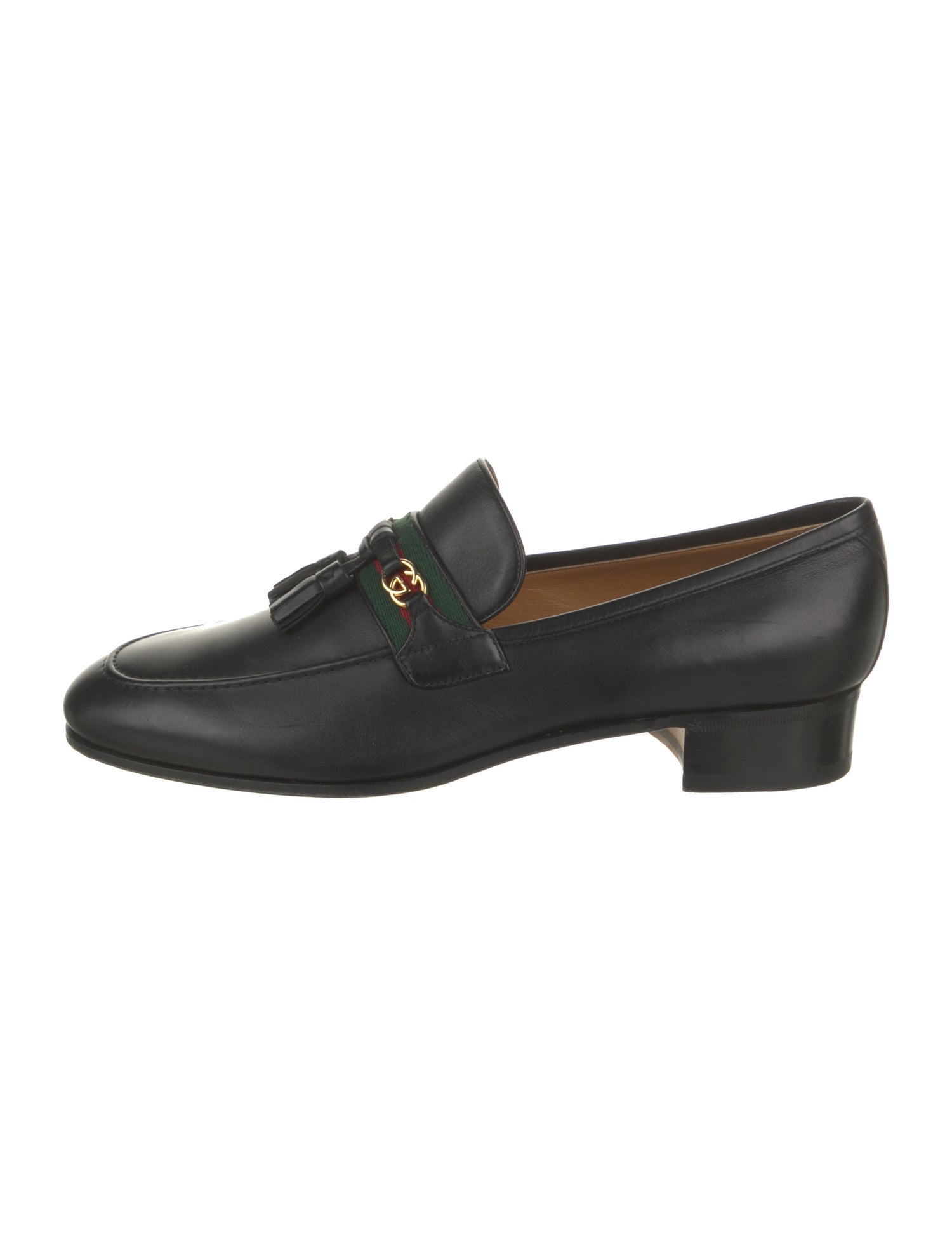Gucci Web Accent Leather Dress Loafers