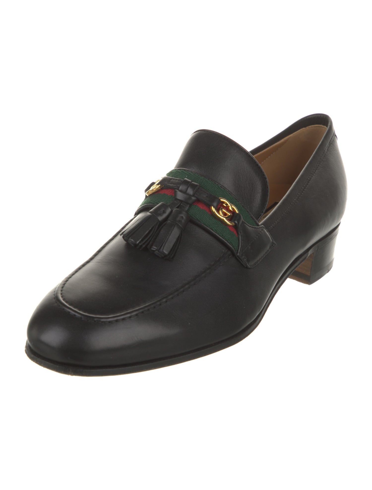 Gucci Web Accent Leather Dress Loafers