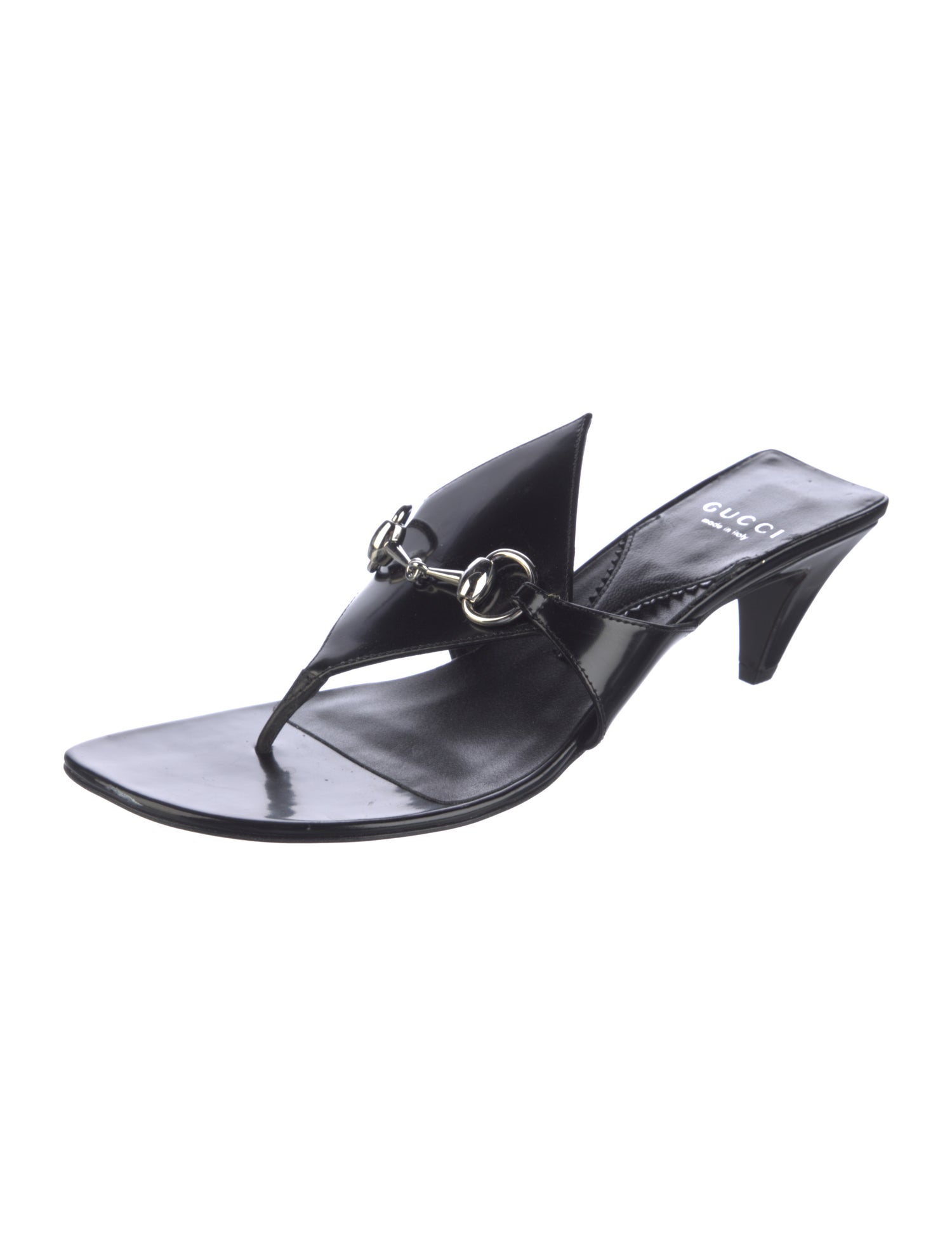 Gucci Horsebit Accent Patent Leather Slides