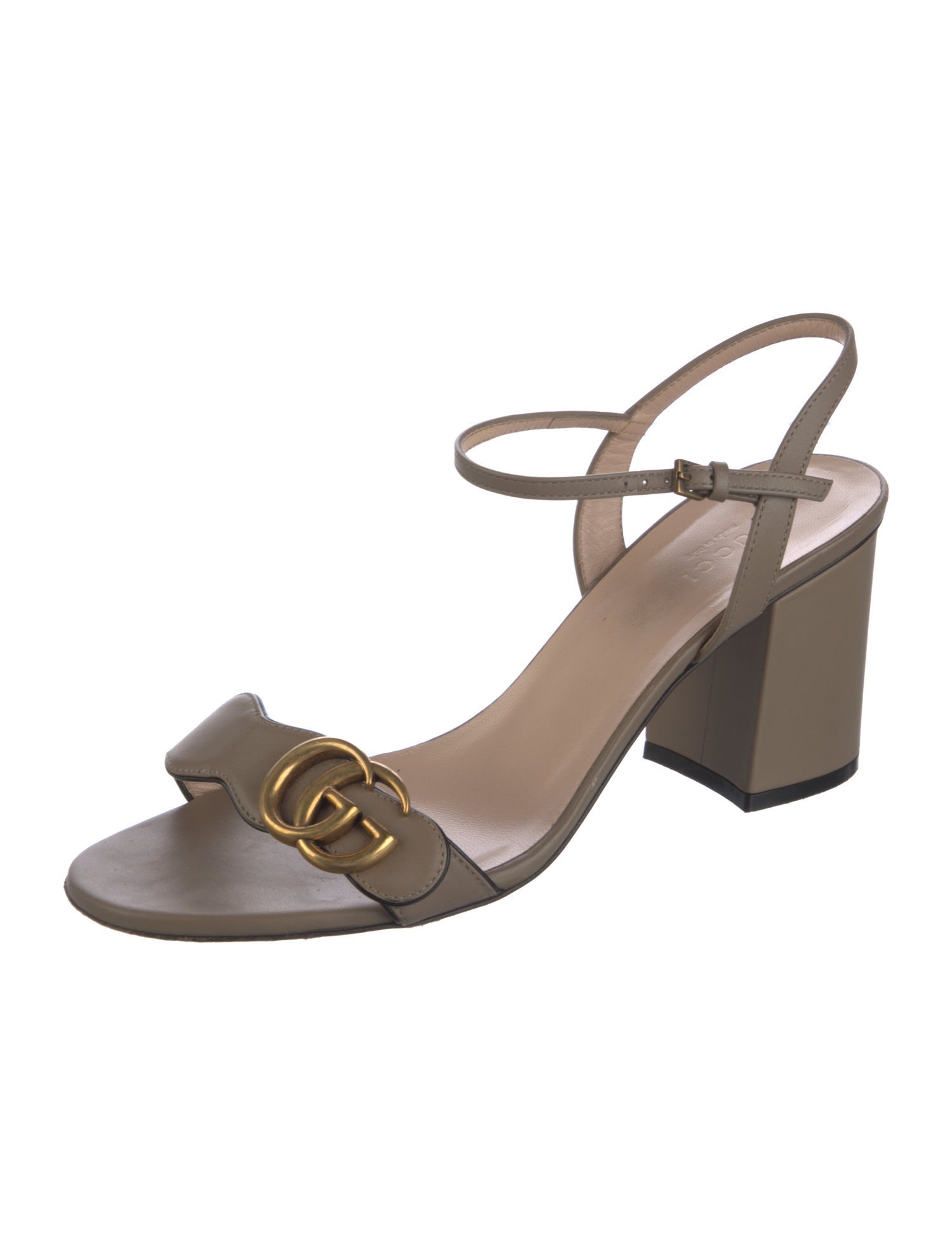 Gucci Double G Logo Leather Sandals