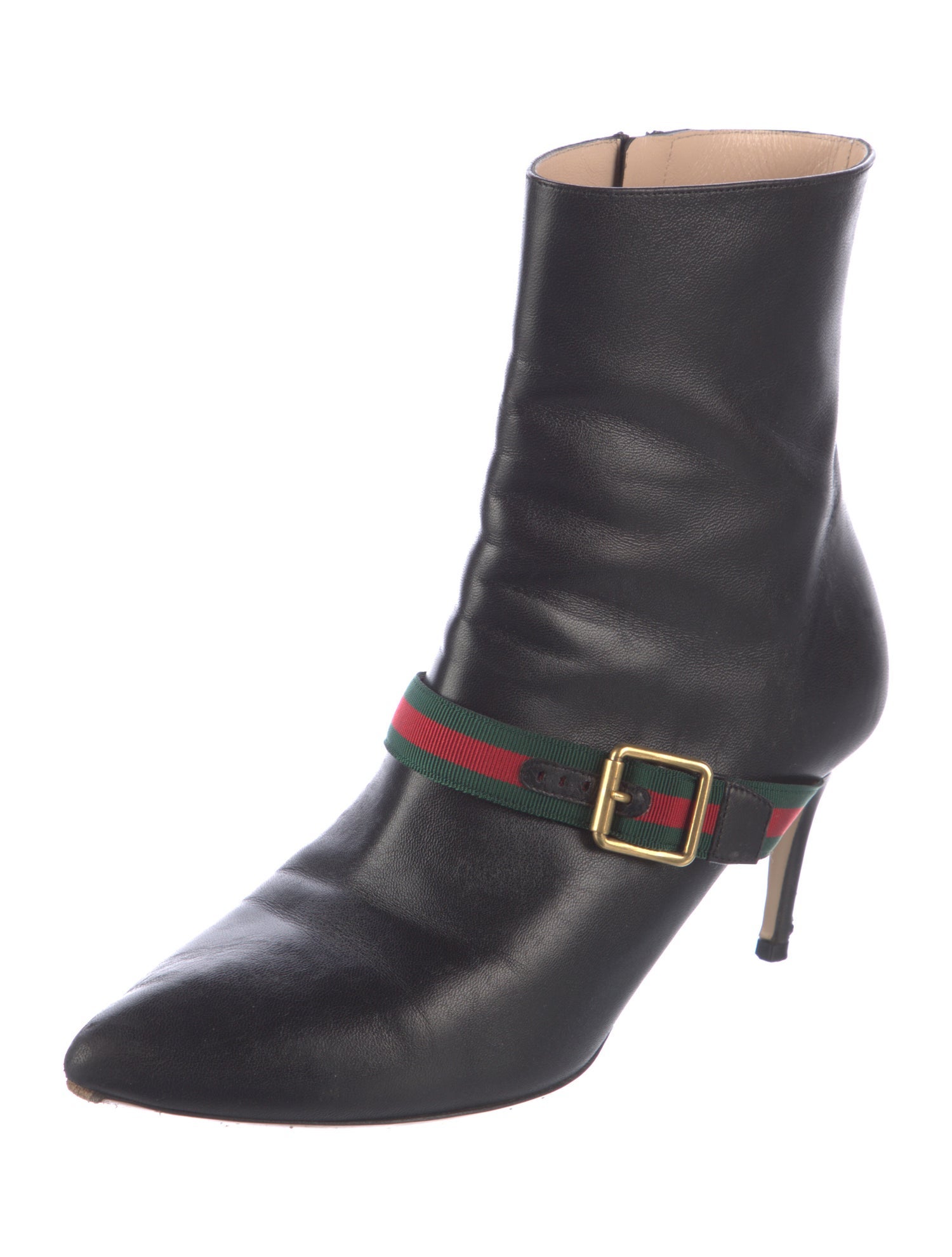Gucci Web Accent Leather Boots