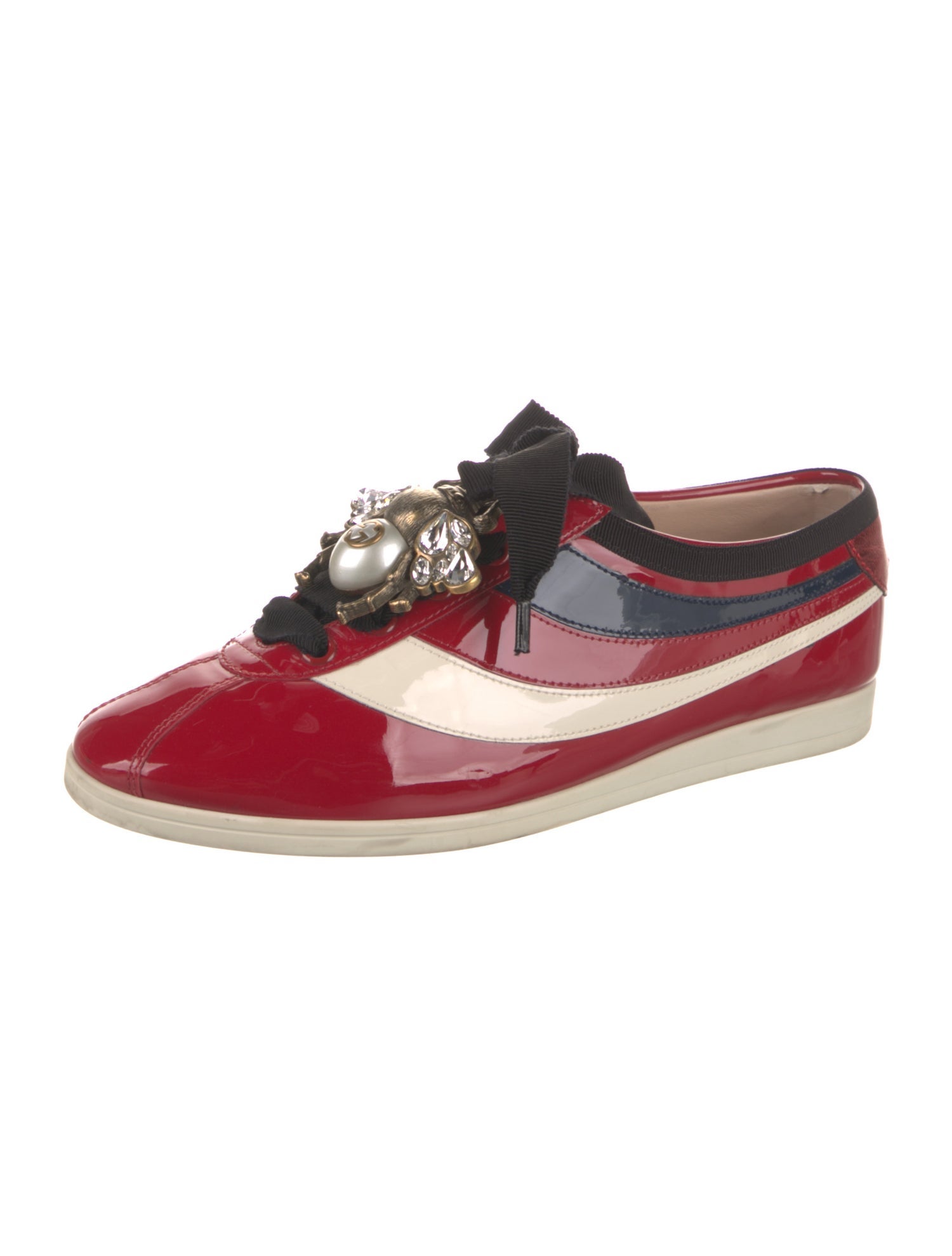 Gucci Patent Leather Colorblock Pattern Sneakers