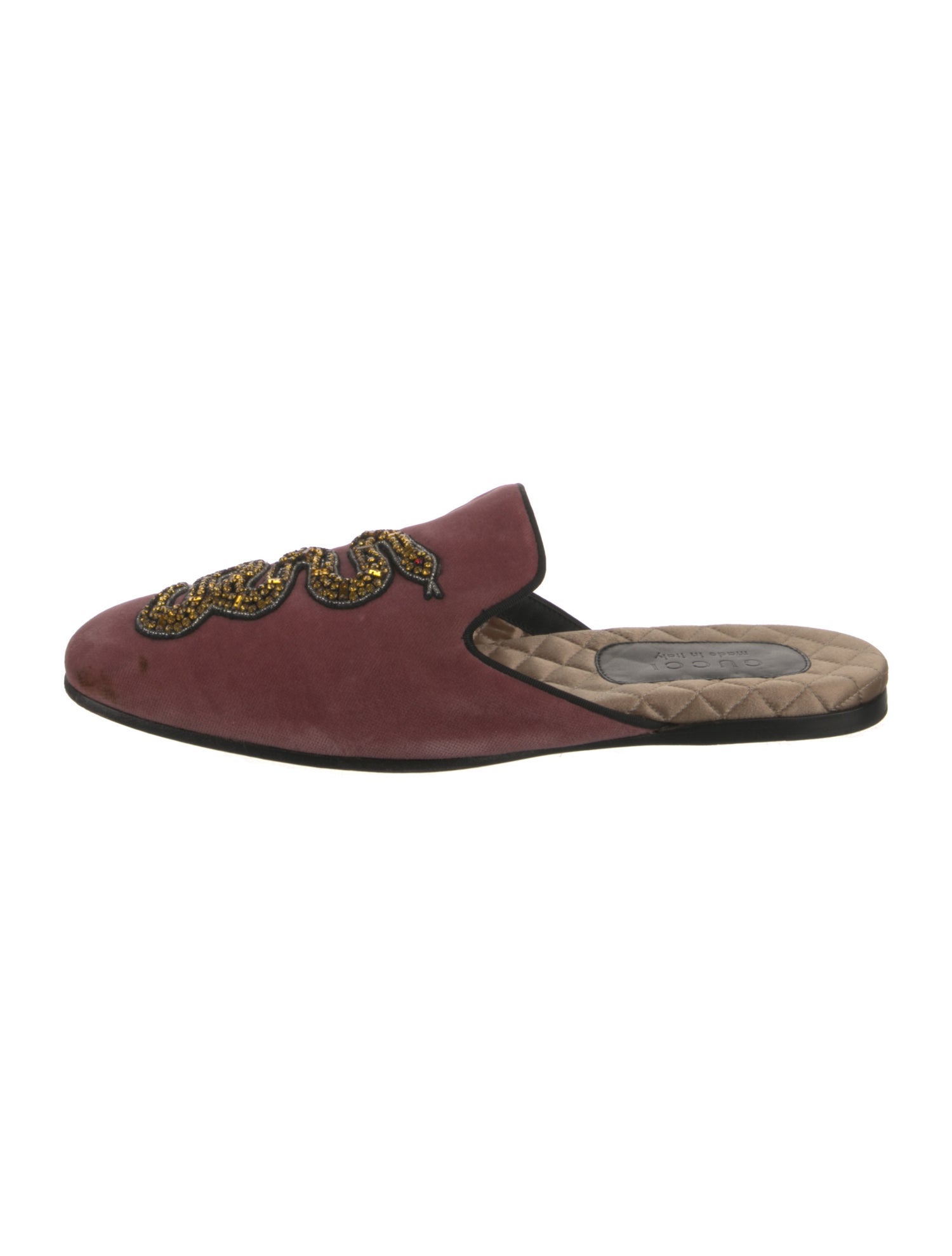 Gucci Velvet Crystal Embellishments Slippers