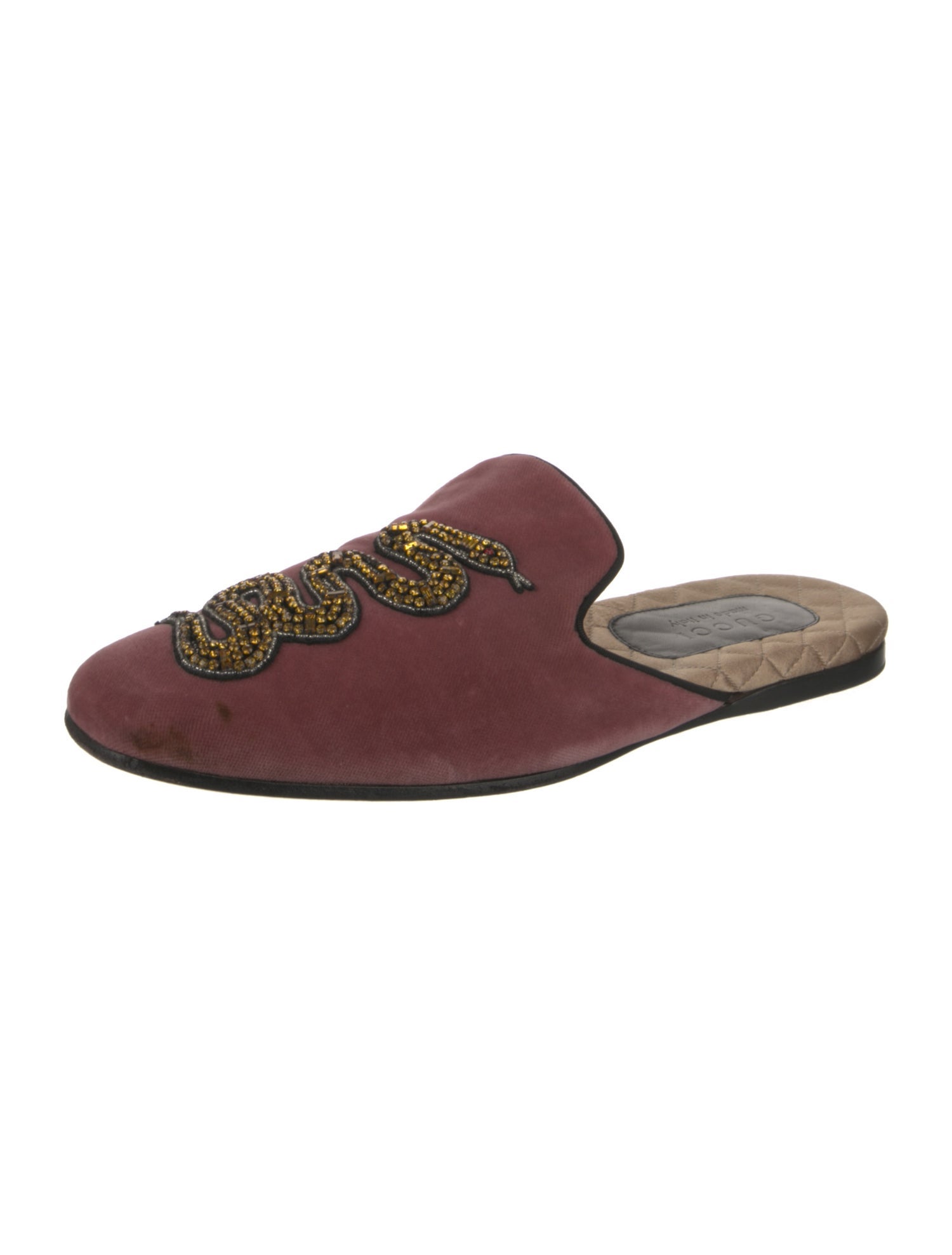 Gucci Velvet Crystal Embellishments Slippers