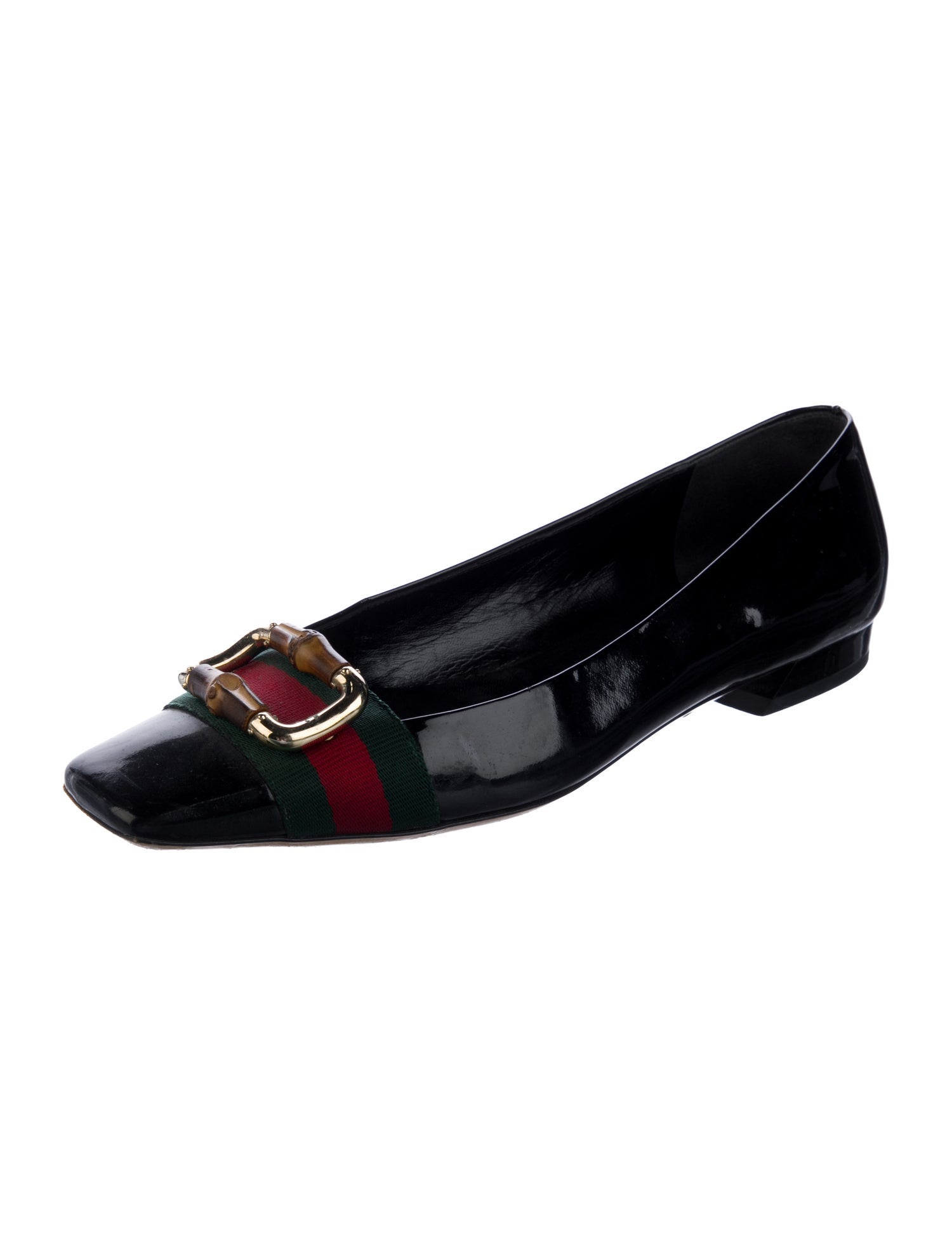 Gucci Web Accent Patent Leather Flats
