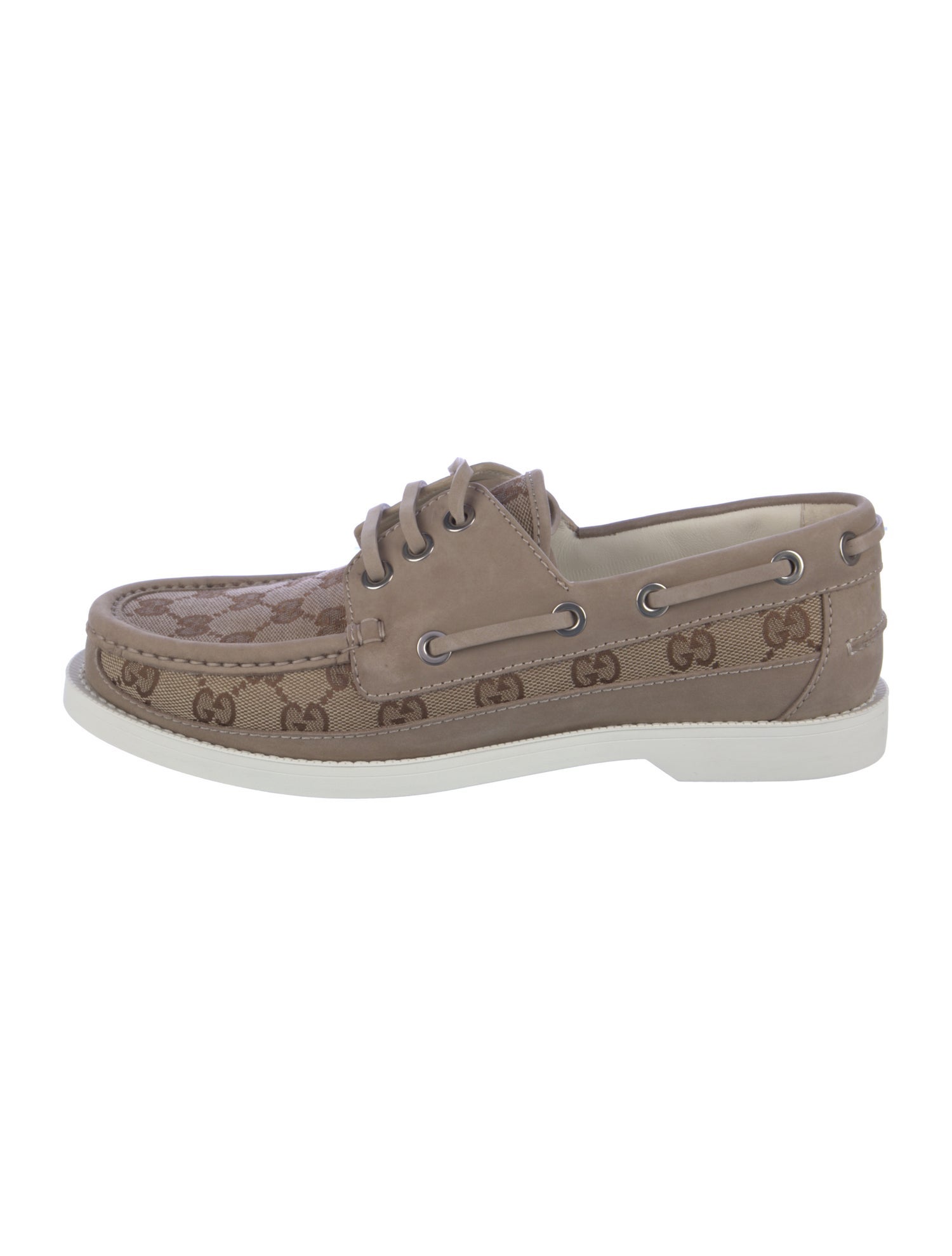 Gucci Sylvie Web Accent Leather Boat Shoes