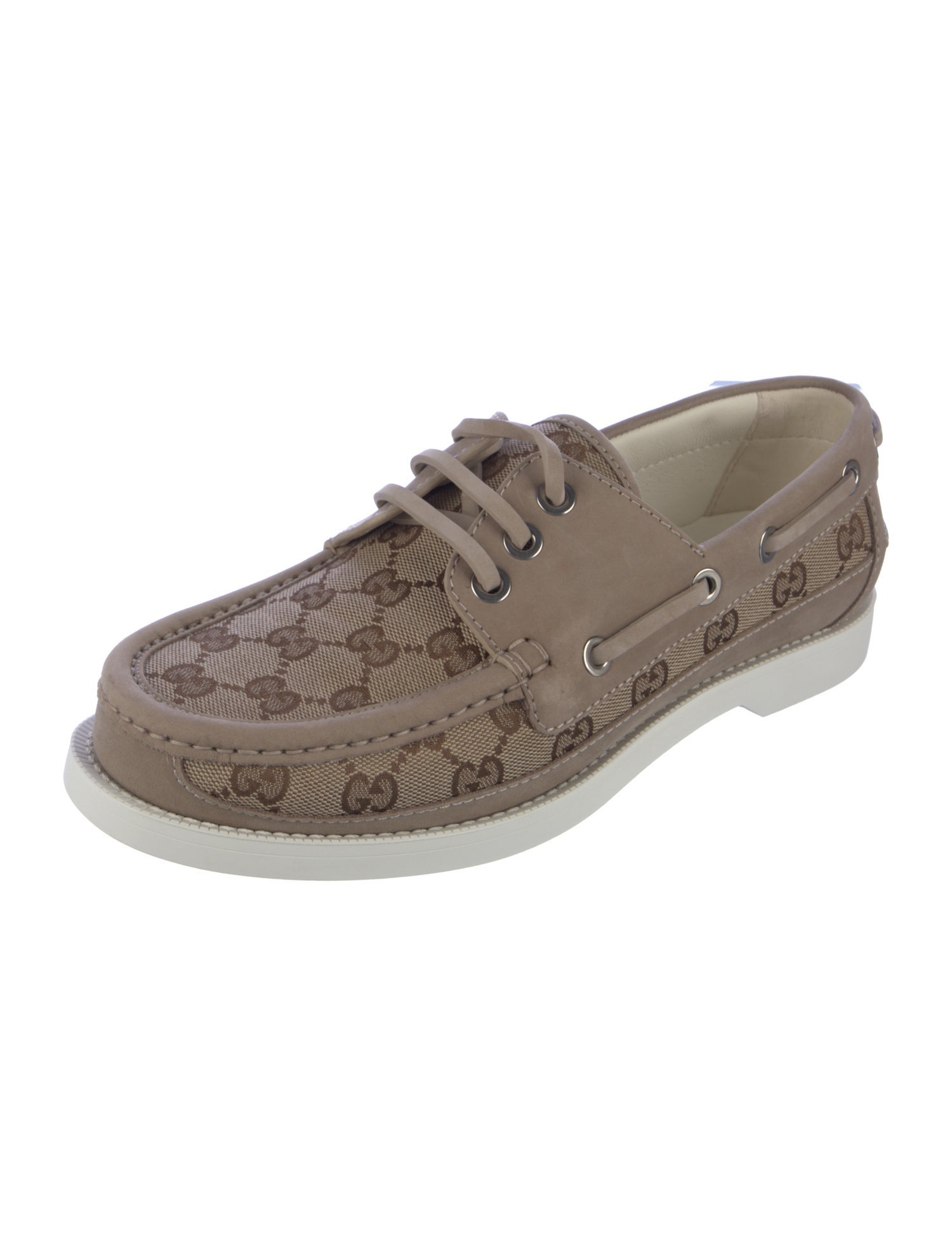 Gucci Sylvie Web Accent Leather Boat Shoes