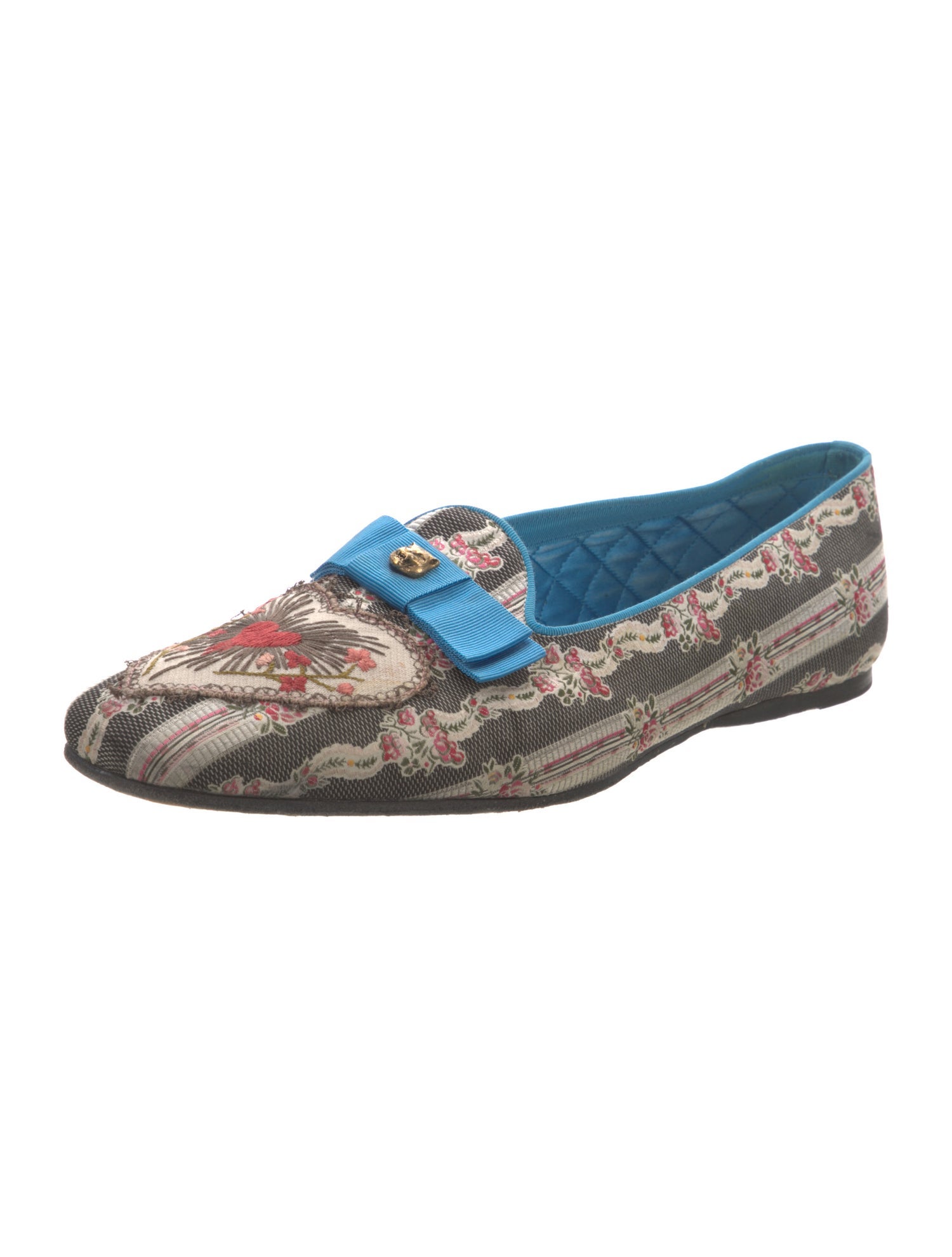 Gucci Feline Head Accent Canvas Loafers