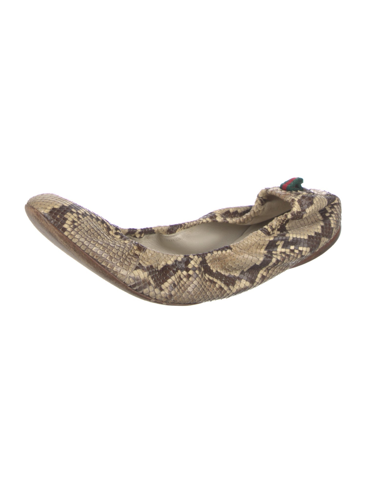 Gucci Web Accent Snakeskin Ballet Flats