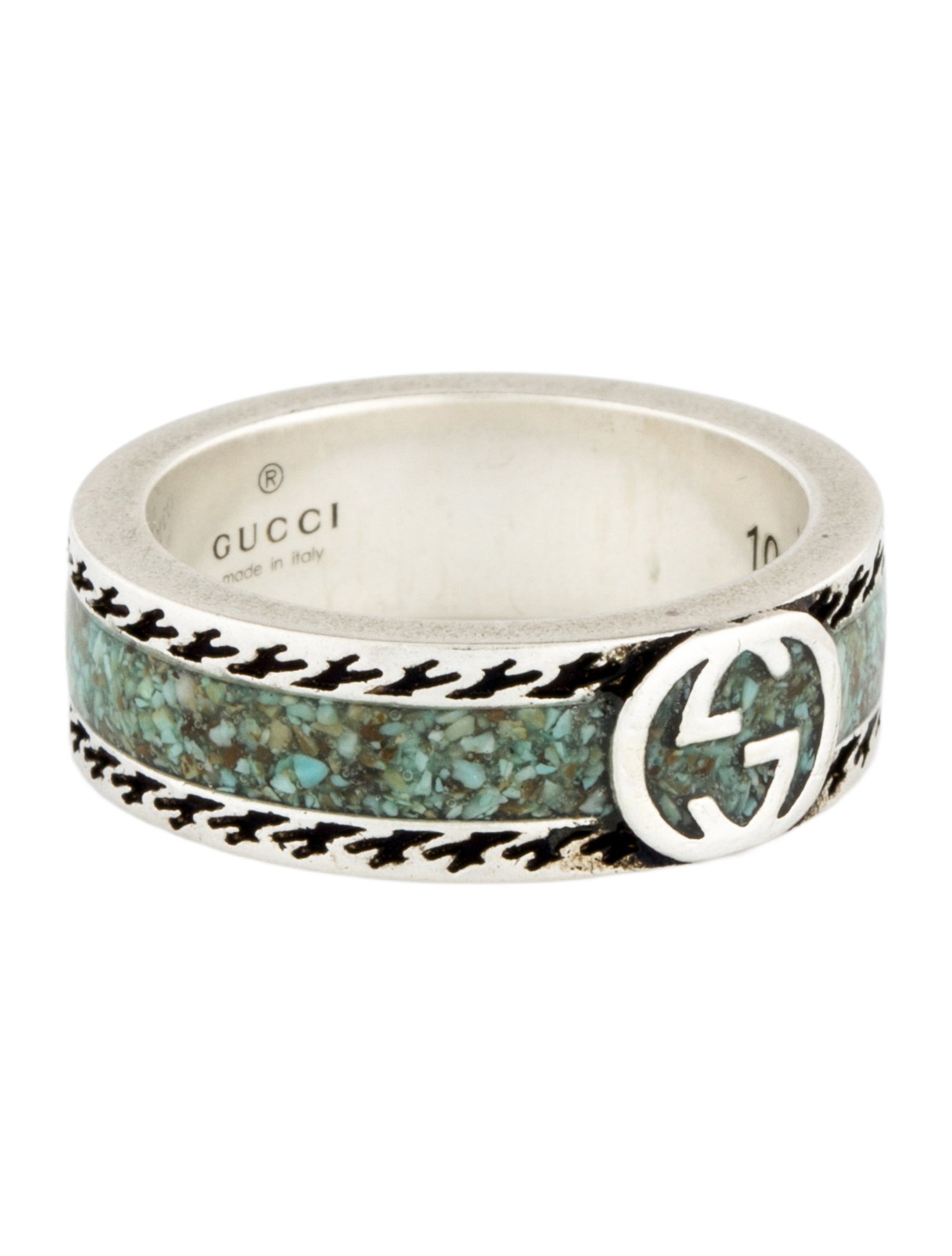 Gucci Enamel Interlocking G Band Ring